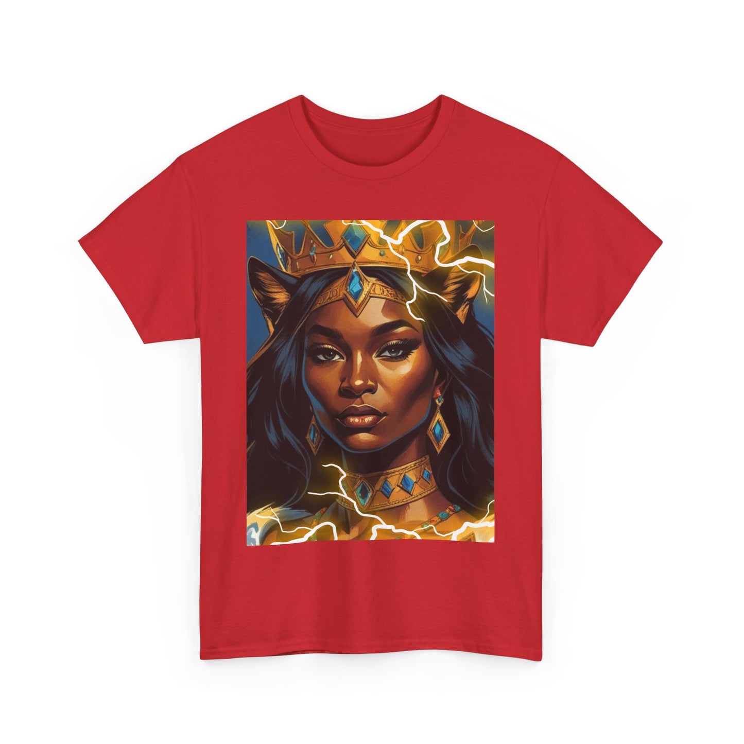 Empowered Queen Graphic Tee, Unisex Heavy Cotton Tee, Bold Women's Apparel, Unique Gift Idea, Art-Inspired T-Shirt, Everyday Wear