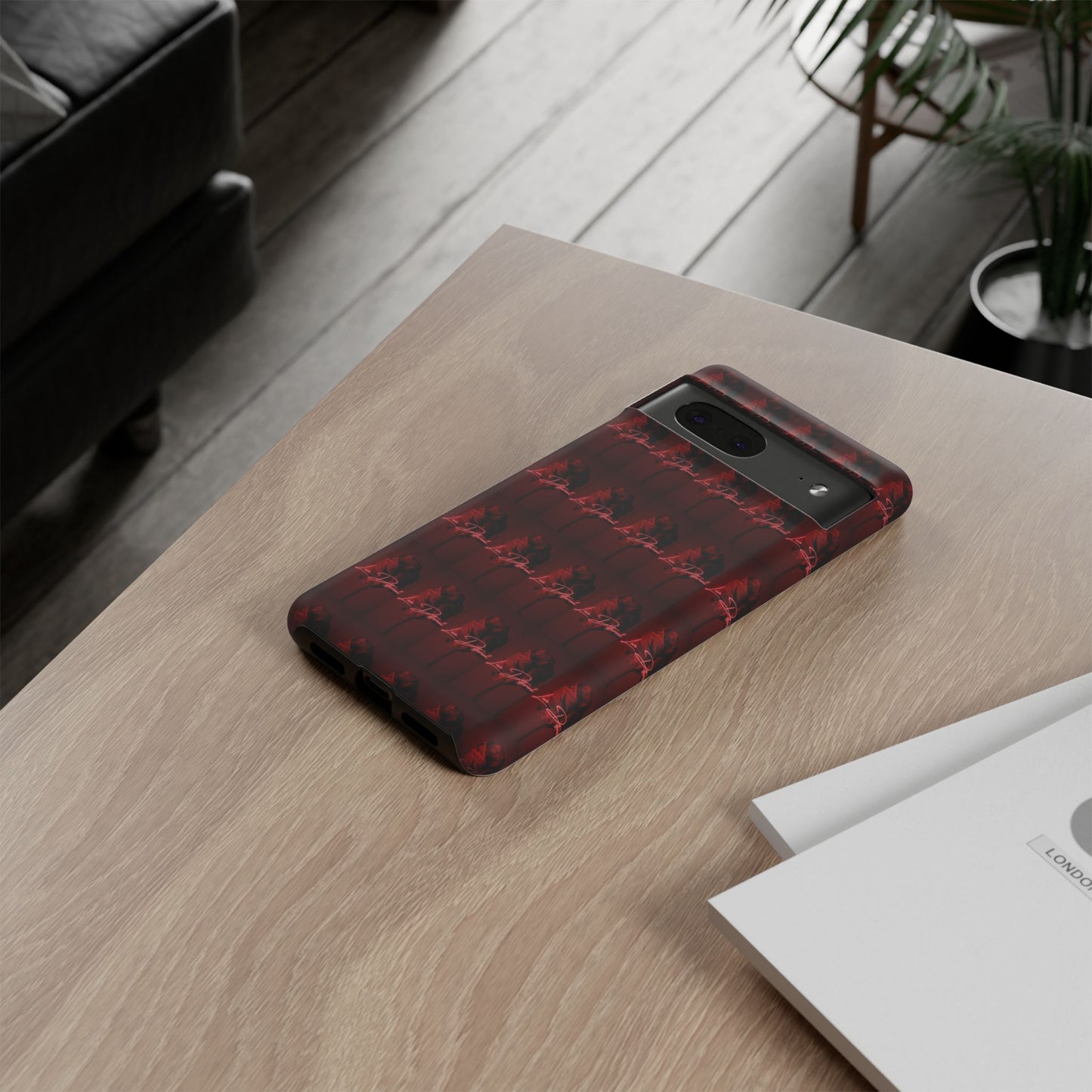 Red Patterned Phone Case | Tough Cases for Stylish Protection, Trendy Cell Cover, Unique Gifts for Tech Lovers, Modern Design