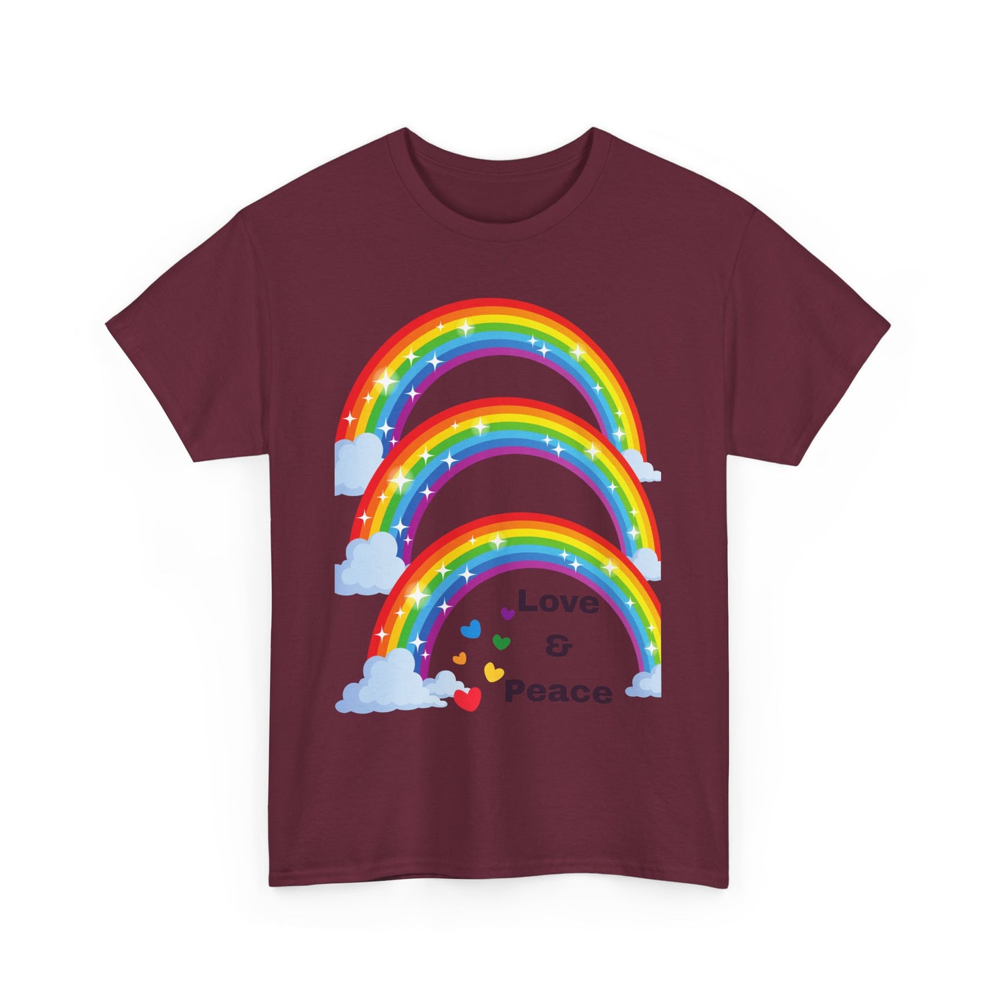 Unisex Rainbow Love & Peace Tee, Casual T-Shirt, Gift for Peace Lovers, Relaxed Fit Tee, Positive Vibes Apparel, Fun Summer Shirt