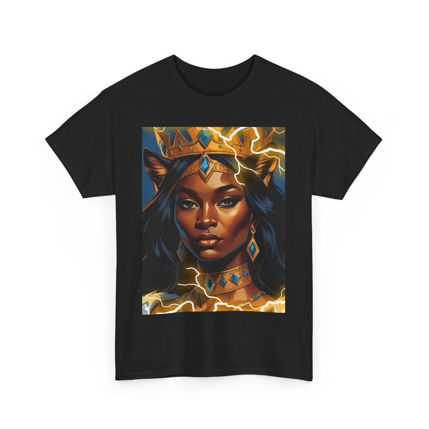 Empowered Queen Graphic Tee, Unisex Heavy Cotton Tee, Bold Women's Apparel, Unique Gift Idea, Art-Inspired T-Shirt, Everyday Wear