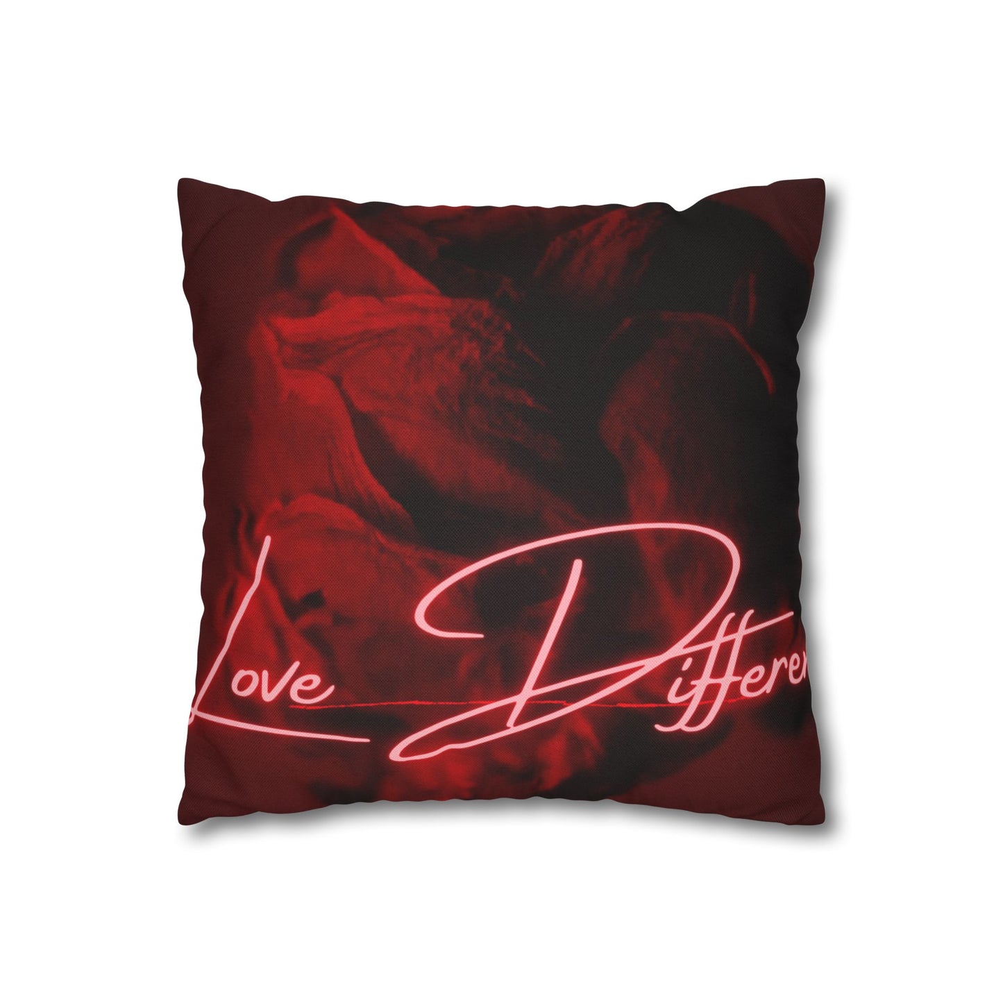 Romantic Neon Quote Pillowcase, Love Different Decor, Cozy Home Accessory, Gift for Couples, Bedroom Decor, Valentine's Day Decoration