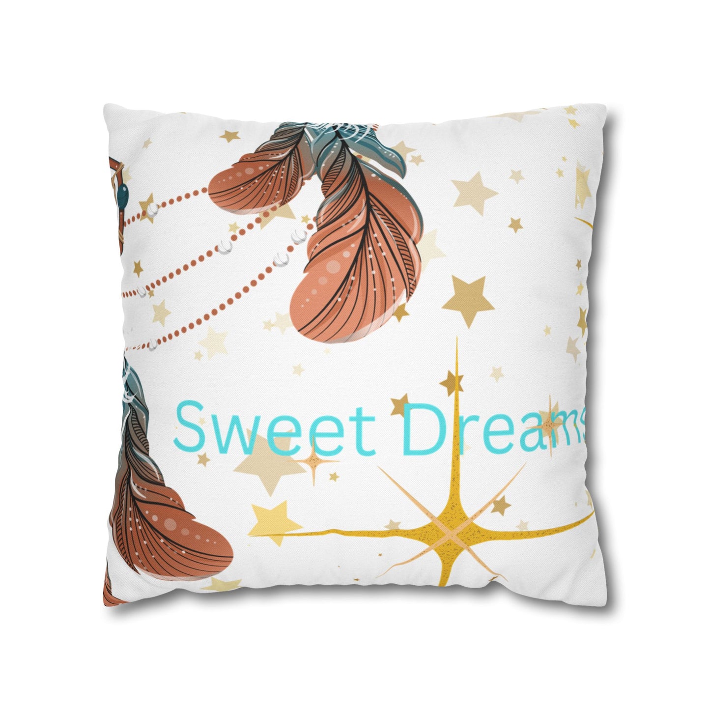 Dreamy Feather Accent Pillow, Cozy Home Decor, Relaxing Gift, Bedroom Accessories, Sweet Dreams Pillowcase