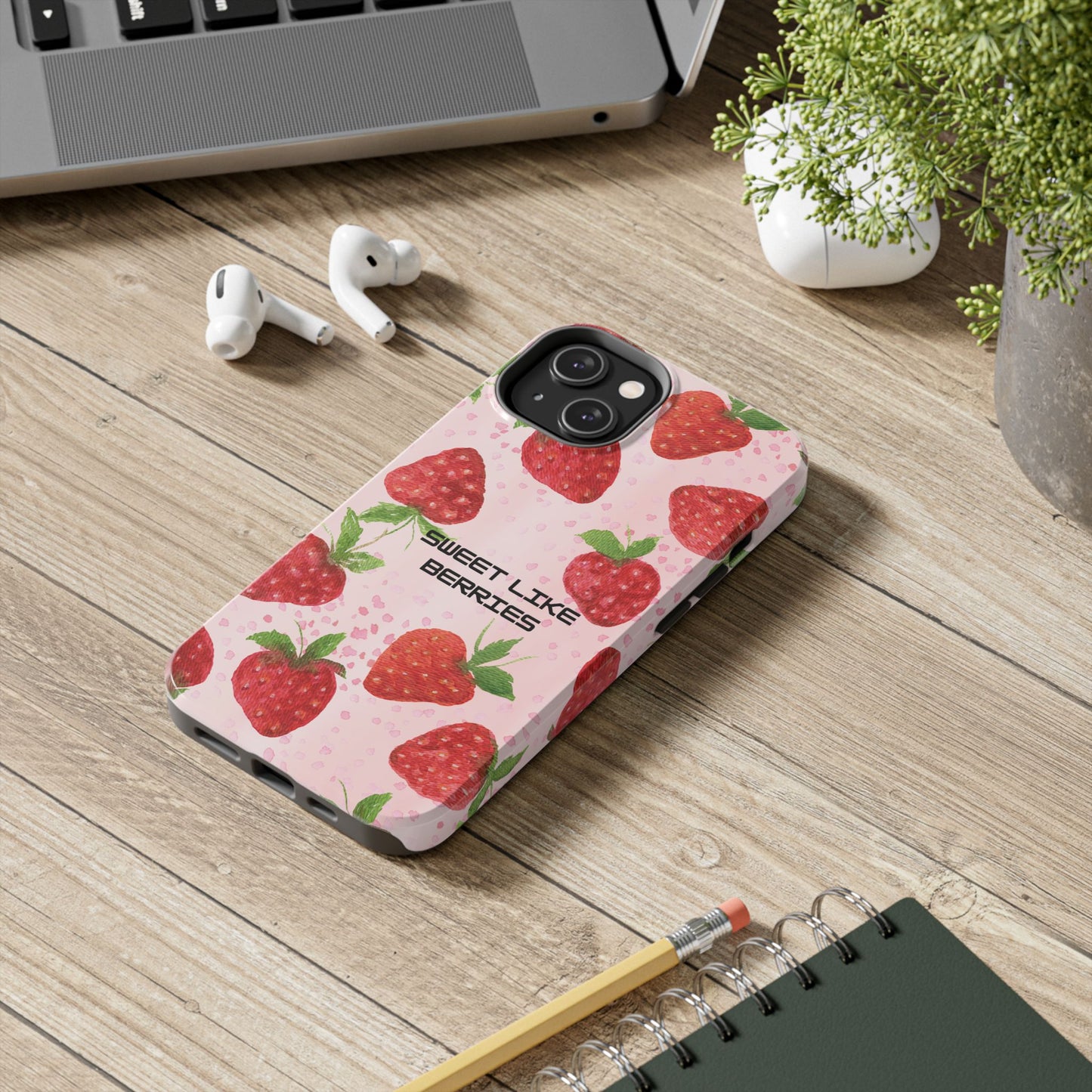 Sweet Like Berries Phone Case, Cute Tough Phone Cases, Berry Pattern Phone Cover, Berry Aesthetic Accessories, Gift for Berry Lovers