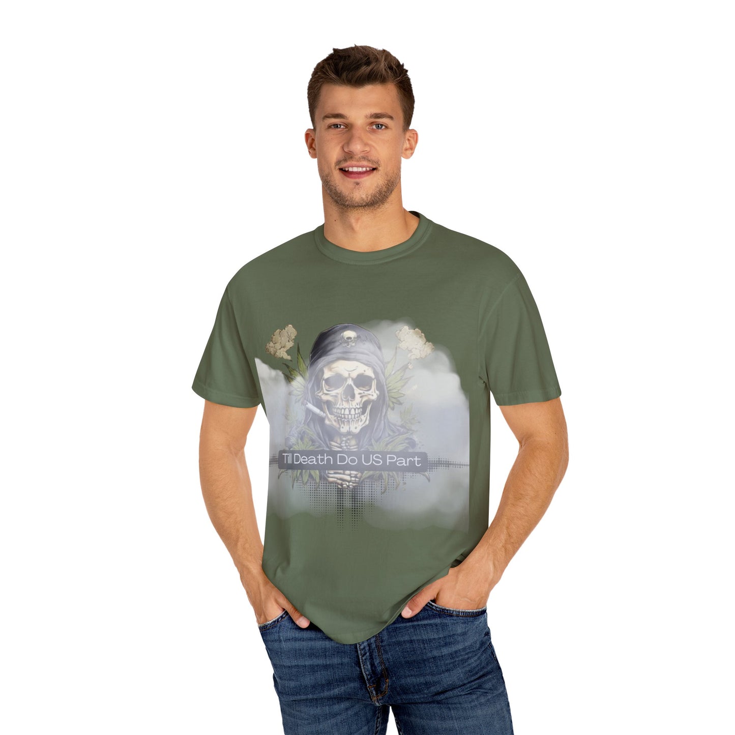 Unisex Garment-Dyed T-Shirt, "Till Death Do Us Part" Tee, Gothic Shirt, Casual Wear, Gift for Couples, Fashion Statement, Comfortable Tee