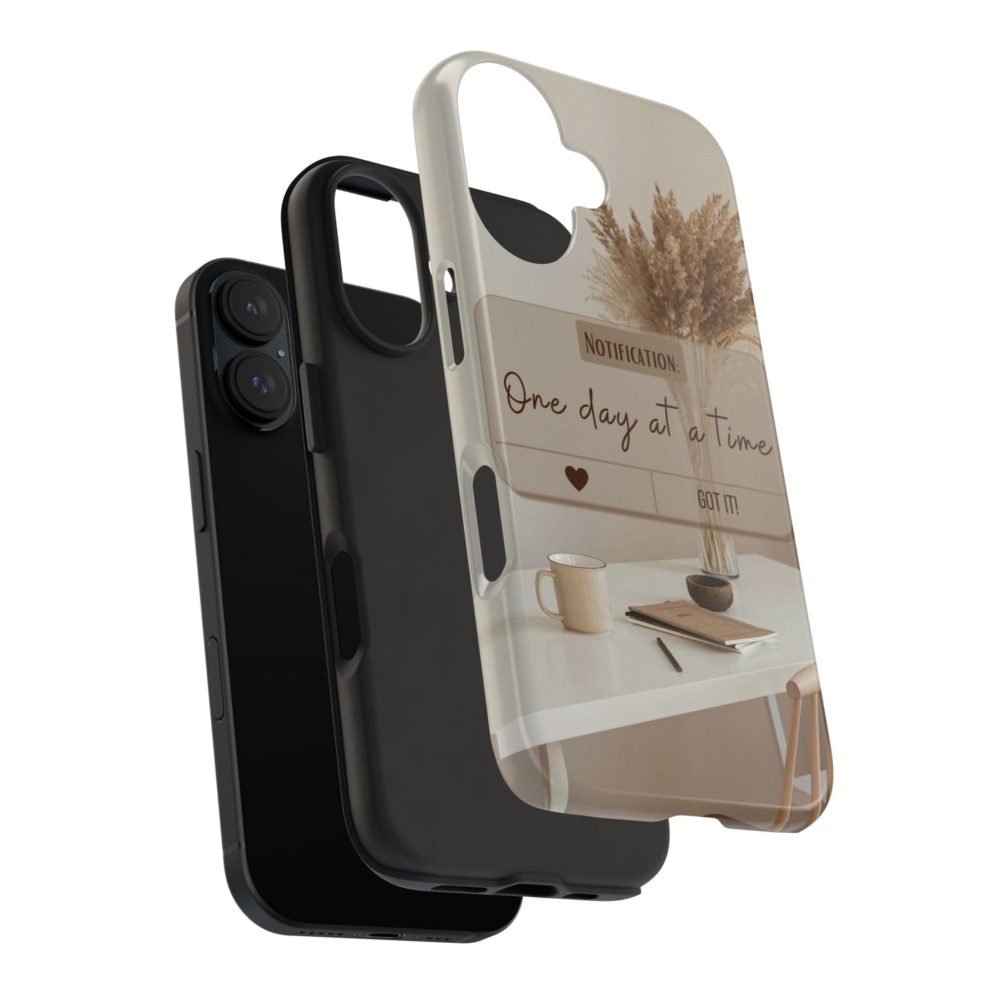 Motivational Tough Phone Cases - One Day at a Time, Durable Cases for Daily Inspiration, Gift for Students and Professionals