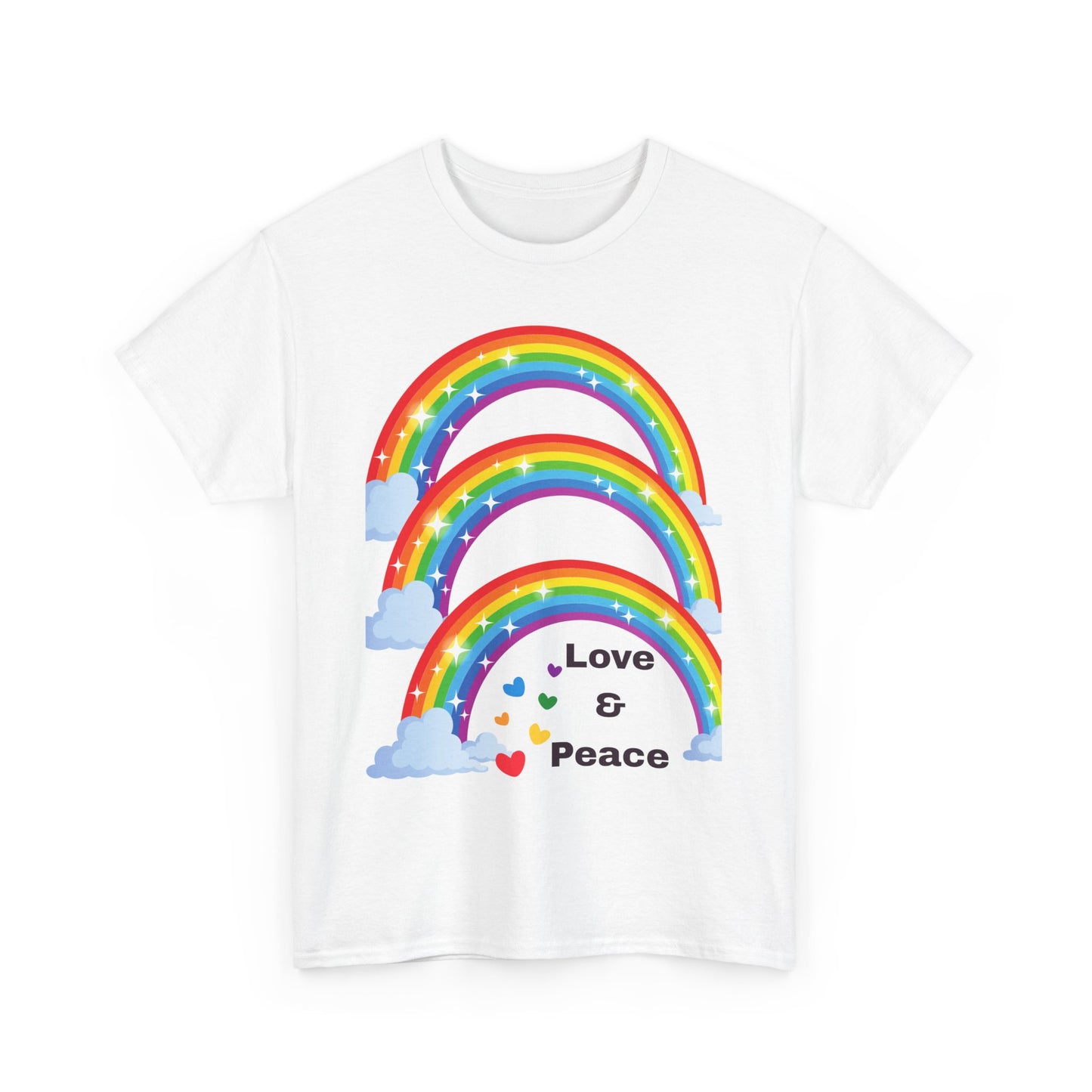 Unisex Rainbow Love & Peace Tee, Casual T-Shirt, Gift for Peace Lovers, Relaxed Fit Tee, Positive Vibes Apparel, Fun Summer Shirt