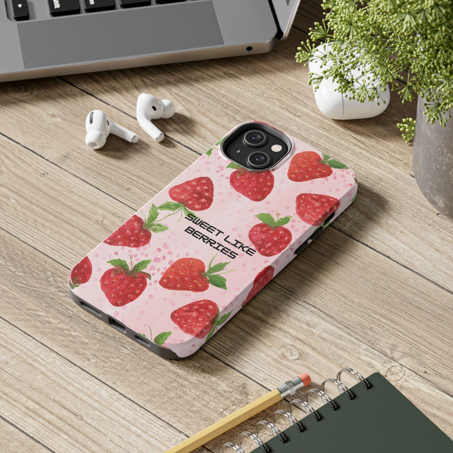 Sweet Like Berries Phone Case, Cute Tough Phone Cases, Berry Pattern Phone Cover, Berry Aesthetic Accessories, Gift for Berry Lovers