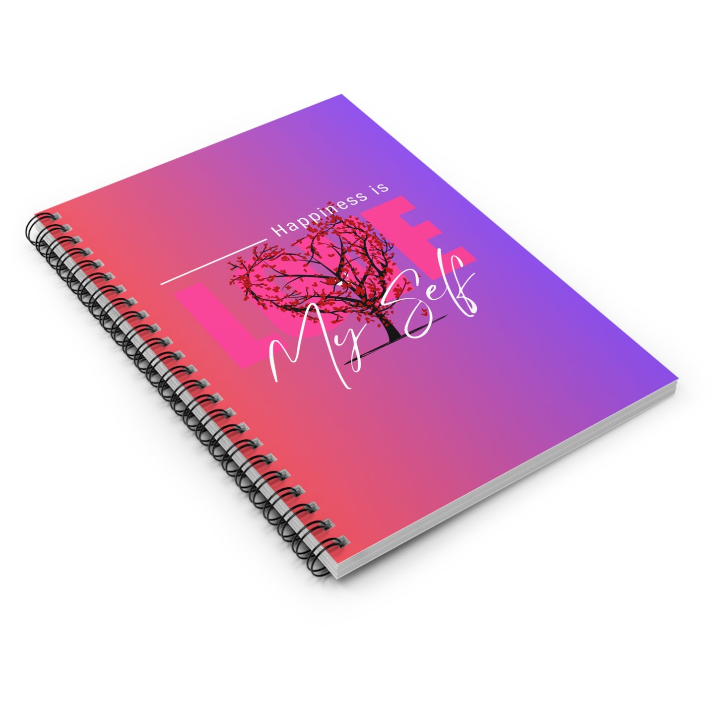 Inspirational Spiral Notebook - Happiness is Love My Self, Journal for Self-Reflection, Vegan Gift, Creative Writing, Motivation Tool