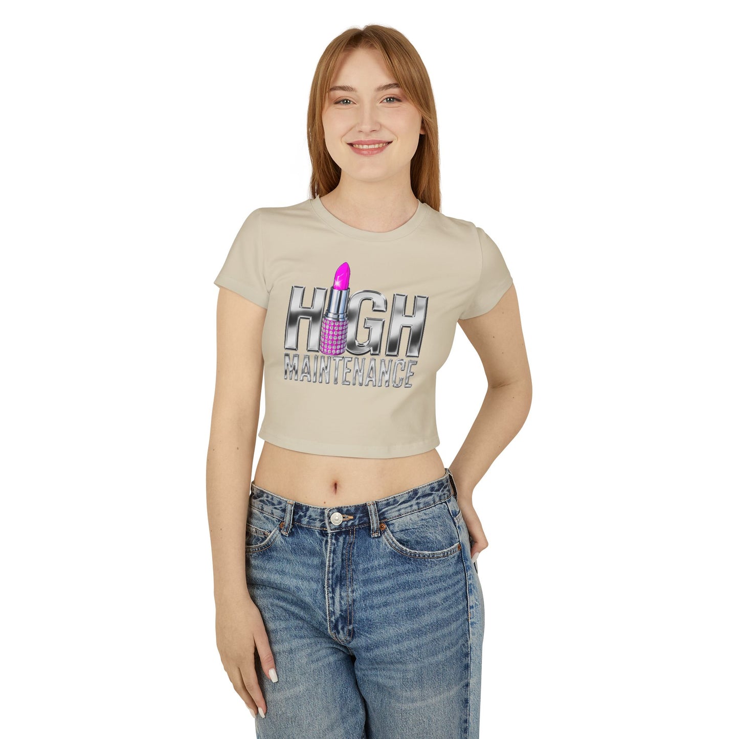 High Maintenance Women's Baby Tee, Trendy Graphic Top, Fashion Statement Shirt, Gift for Her, Casual Wear, Birthday Outfit