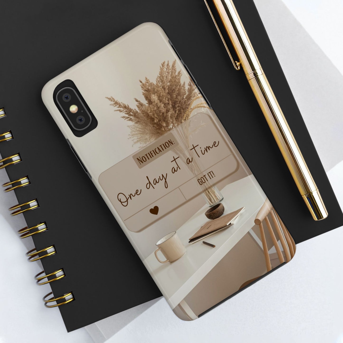 Motivational Tough Phone Cases - One Day at a Time, Durable Cases for Daily Inspiration, Gift for Students and Professionals