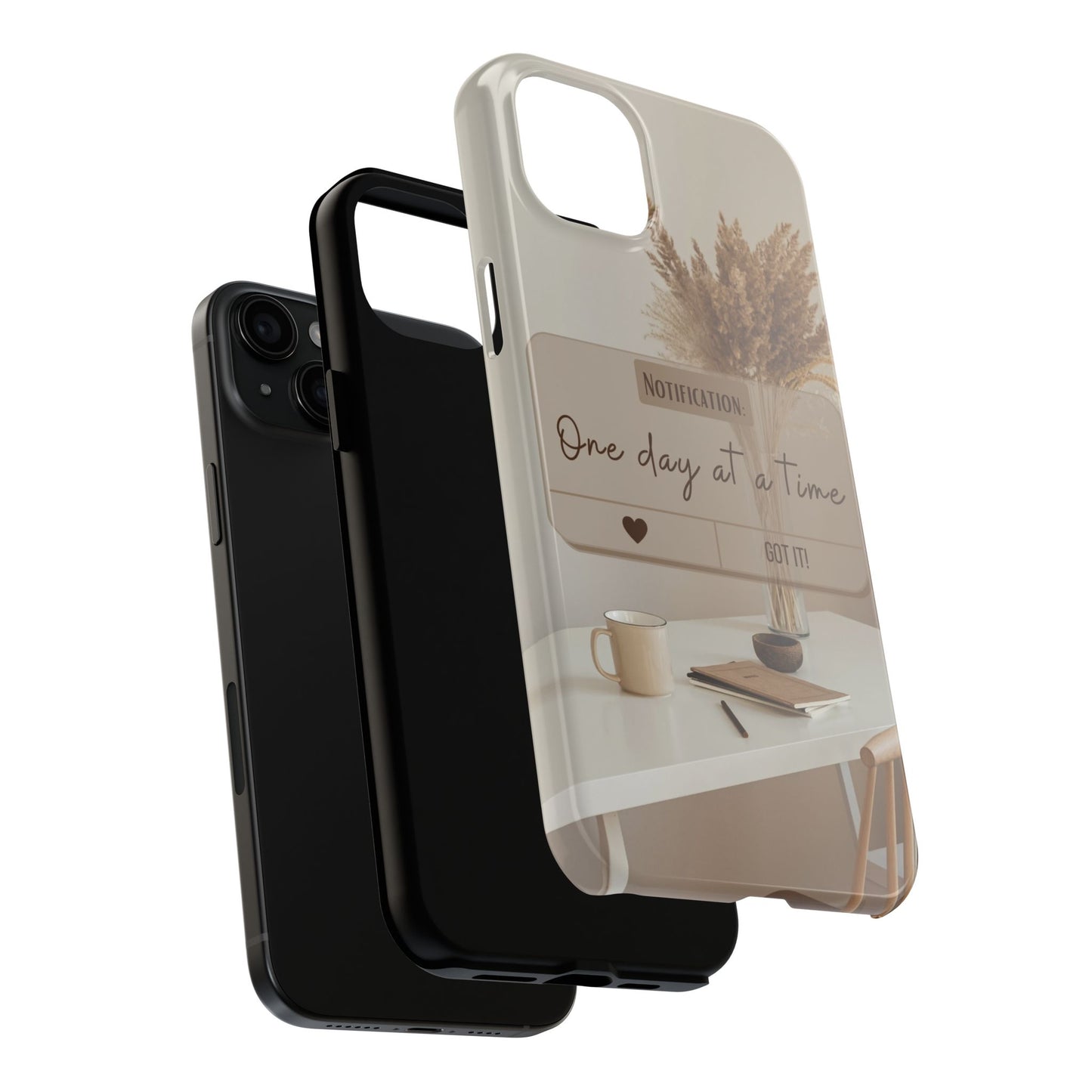 Motivational Tough Phone Cases - One Day at a Time, Durable Cases for Daily Inspiration, Gift for Students and Professionals