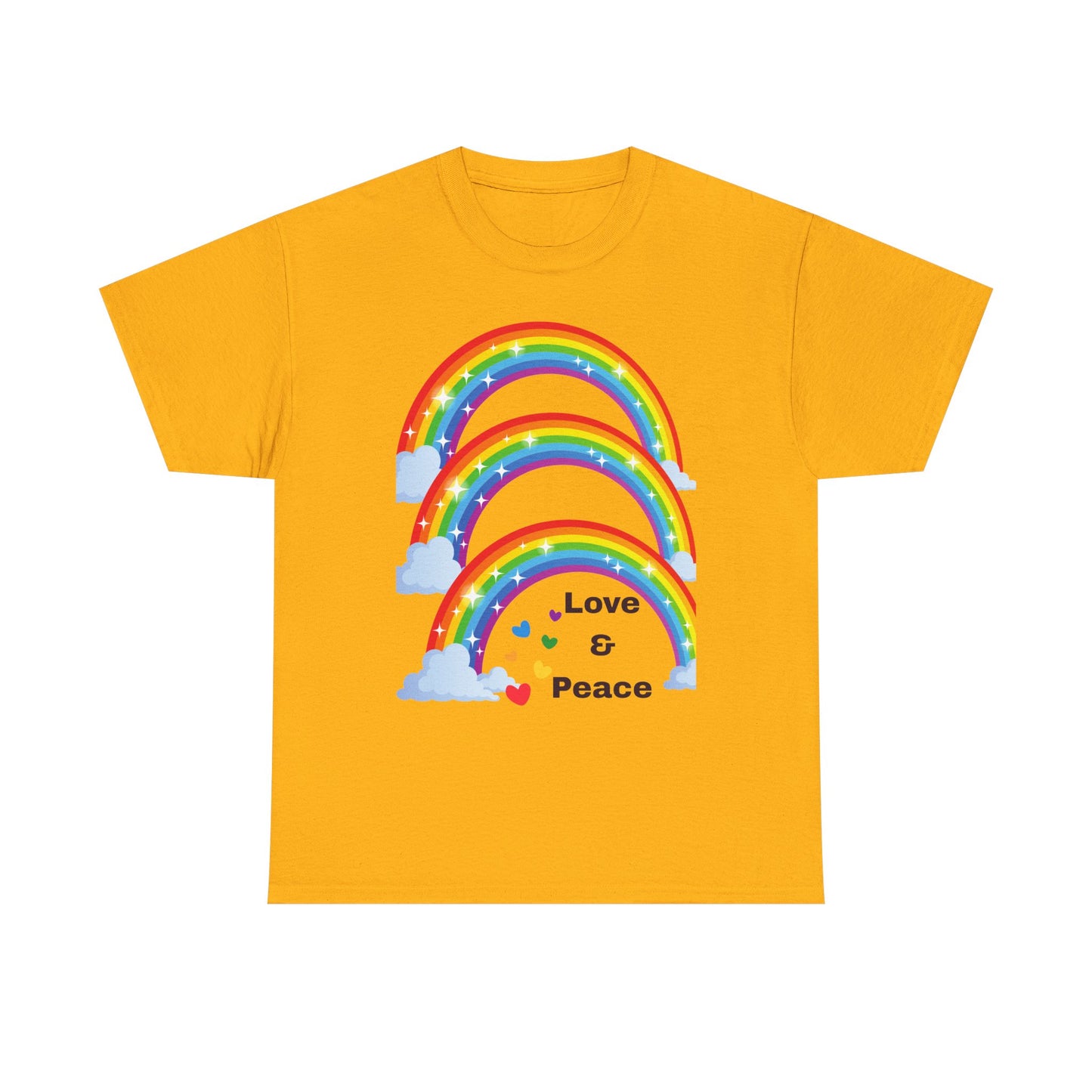 Unisex Rainbow Love & Peace Tee, Casual T-Shirt, Gift for Peace Lovers, Relaxed Fit Tee, Positive Vibes Apparel, Fun Summer Shirt