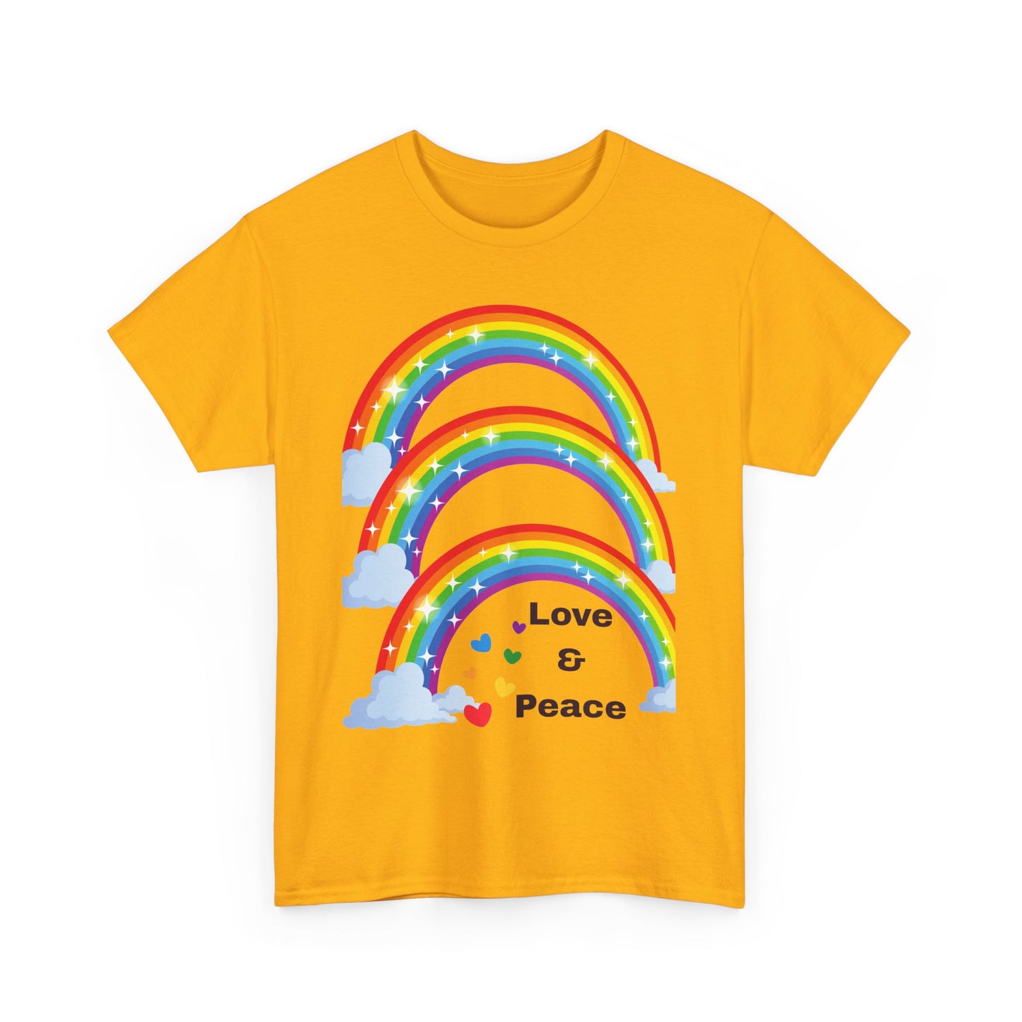 Unisex Rainbow Love & Peace Tee, Casual T-Shirt, Gift for Peace Lovers, Relaxed Fit Tee, Positive Vibes Apparel, Fun Summer Shirt