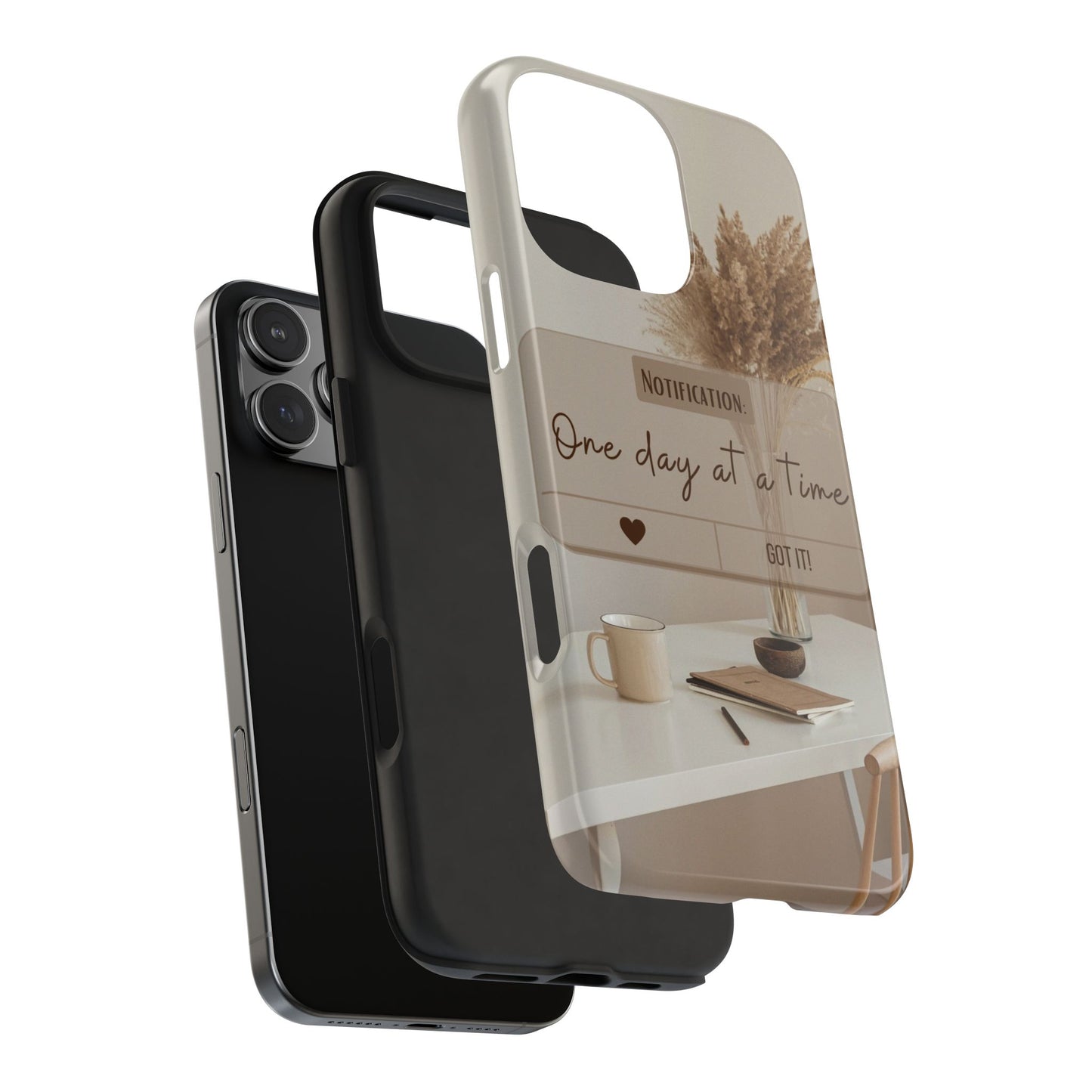 Motivational Tough Phone Cases - One Day at a Time, Durable Cases for Daily Inspiration, Gift for Students and Professionals