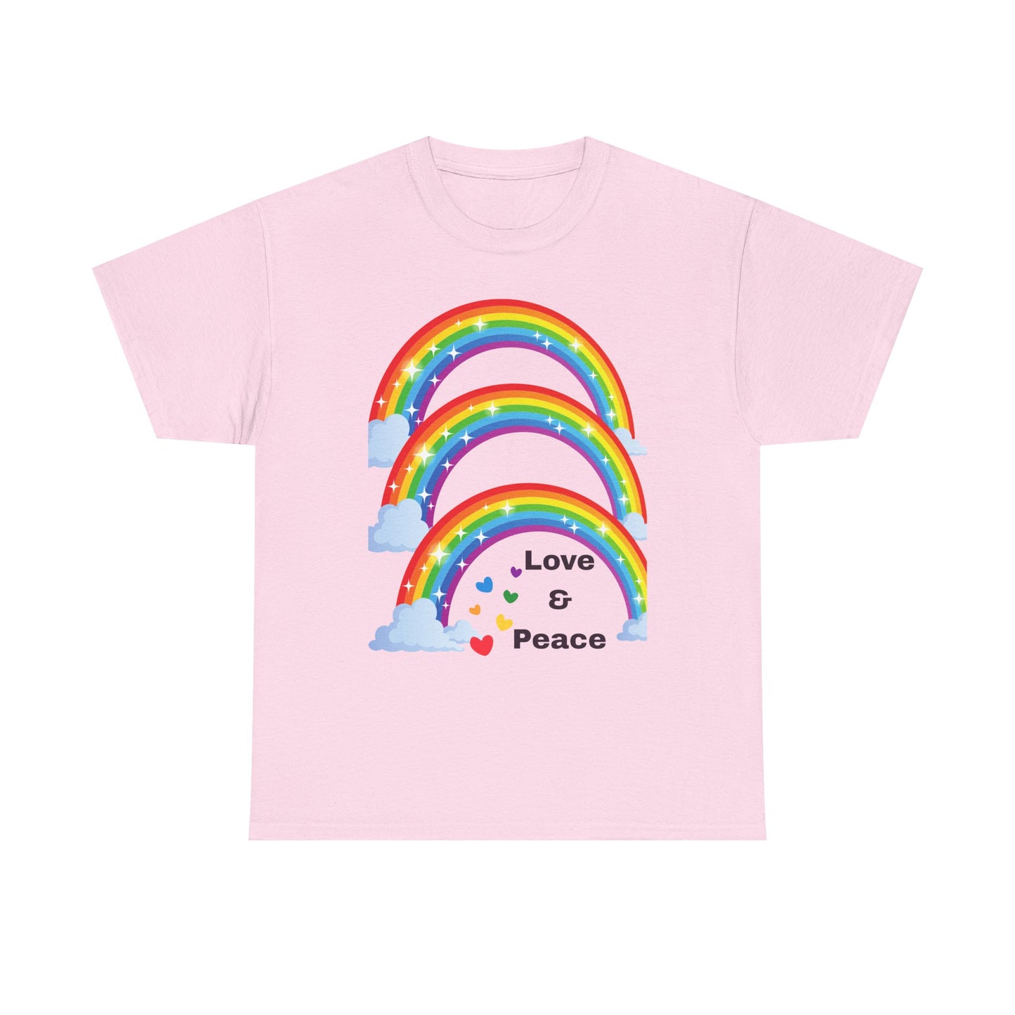 Unisex Rainbow Love & Peace Tee, Casual T-Shirt, Gift for Peace Lovers, Relaxed Fit Tee, Positive Vibes Apparel, Fun Summer Shirt