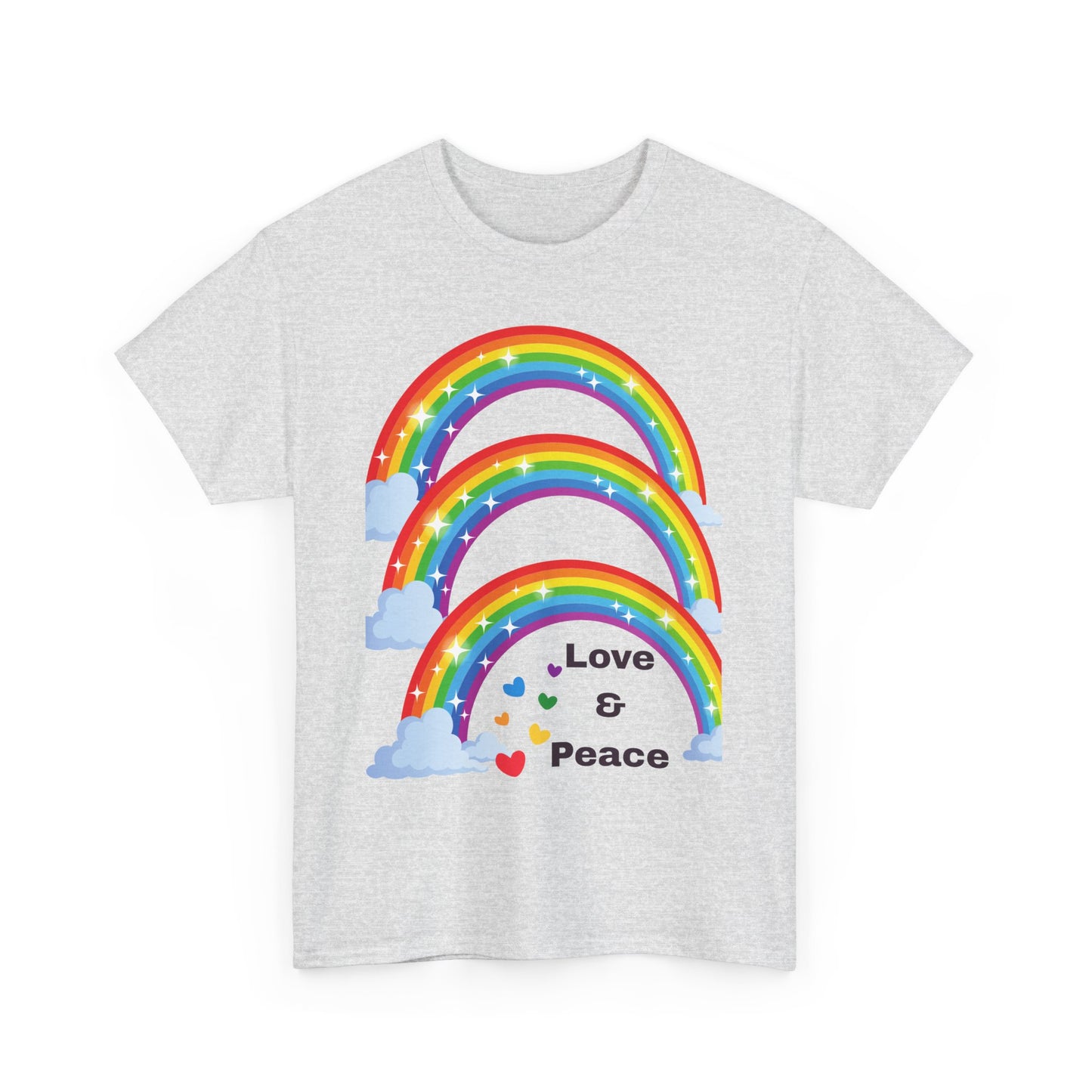 Unisex Rainbow Love & Peace Tee, Casual T-Shirt, Gift for Peace Lovers, Relaxed Fit Tee, Positive Vibes Apparel, Fun Summer Shirt