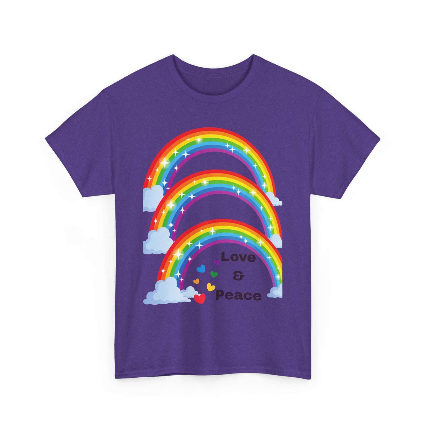 Unisex Rainbow Love & Peace Tee, Casual T-Shirt, Gift for Peace Lovers, Relaxed Fit Tee, Positive Vibes Apparel, Fun Summer Shirt