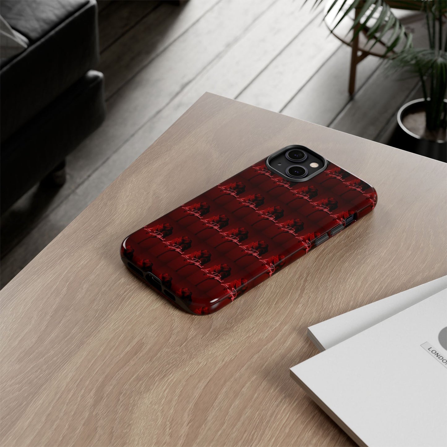 Red Patterned Phone Case | Tough Cases for Stylish Protection, Trendy Cell Cover, Unique Gifts for Tech Lovers, Modern Design