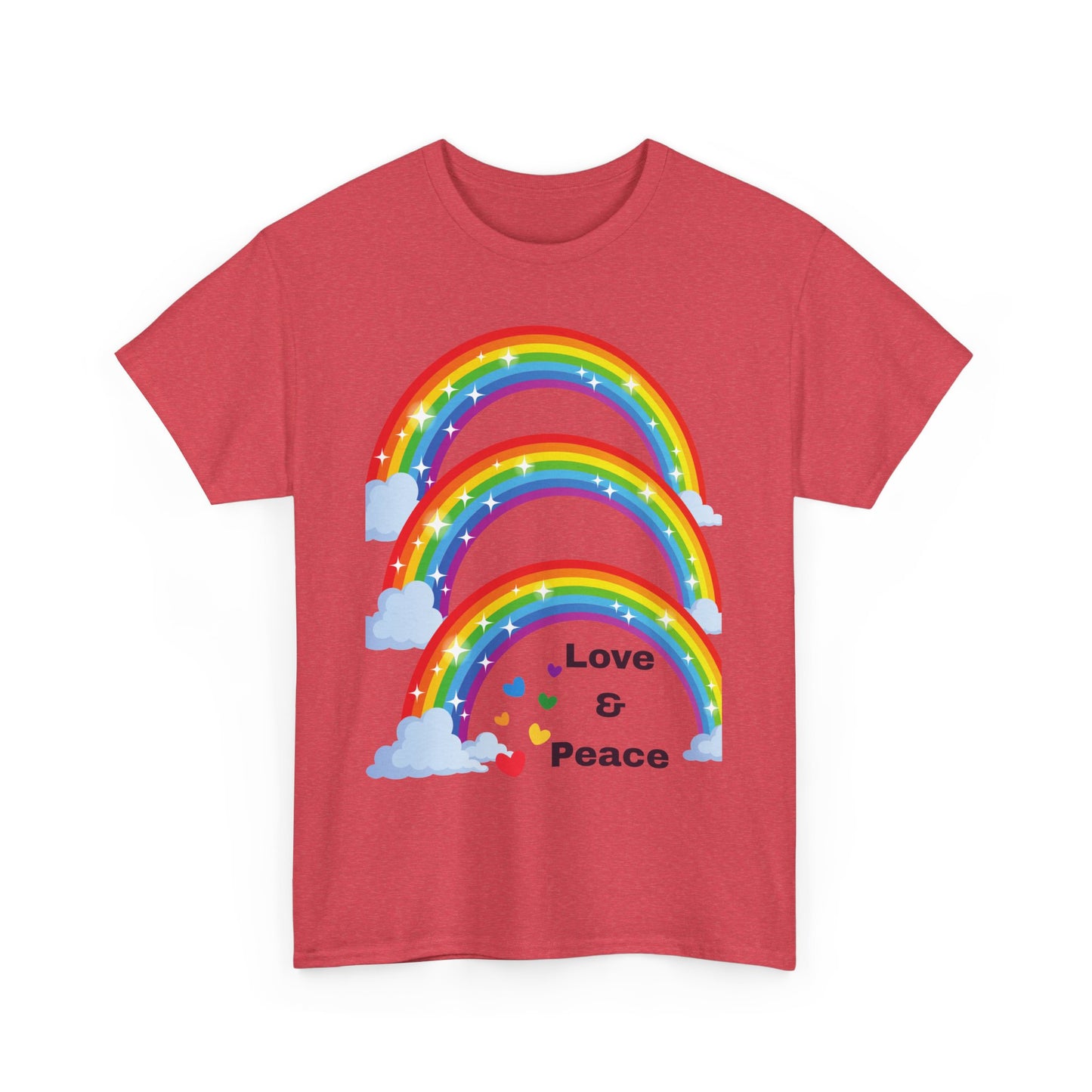 Unisex Rainbow Love & Peace Tee, Casual T-Shirt, Gift for Peace Lovers, Relaxed Fit Tee, Positive Vibes Apparel, Fun Summer Shirt