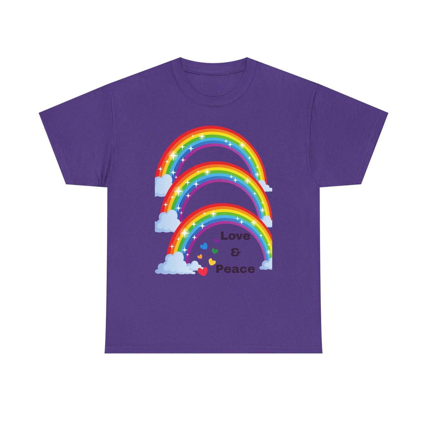 Unisex Rainbow Love & Peace Tee, Casual T-Shirt, Gift for Peace Lovers, Relaxed Fit Tee, Positive Vibes Apparel, Fun Summer Shirt