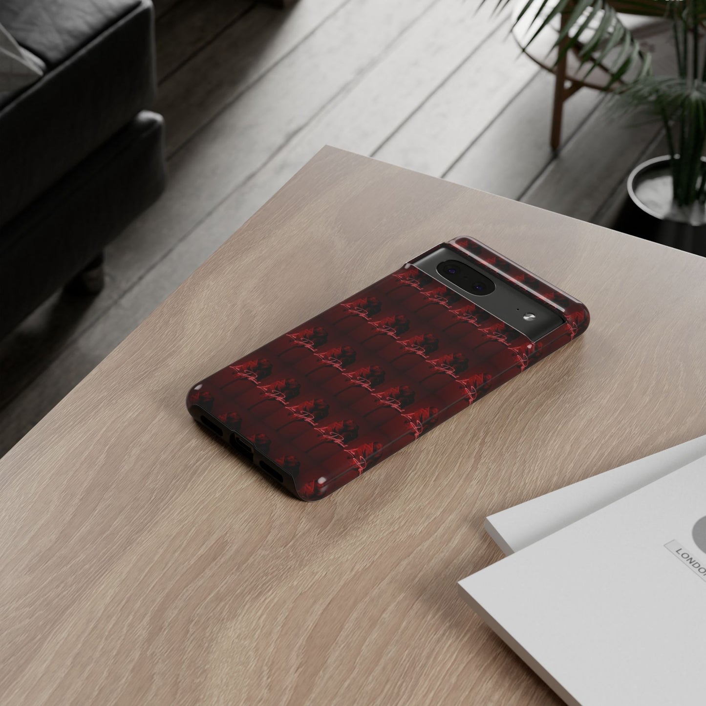 Red Patterned Phone Case | Tough Cases for Stylish Protection, Trendy Cell Cover, Unique Gifts for Tech Lovers, Modern Design