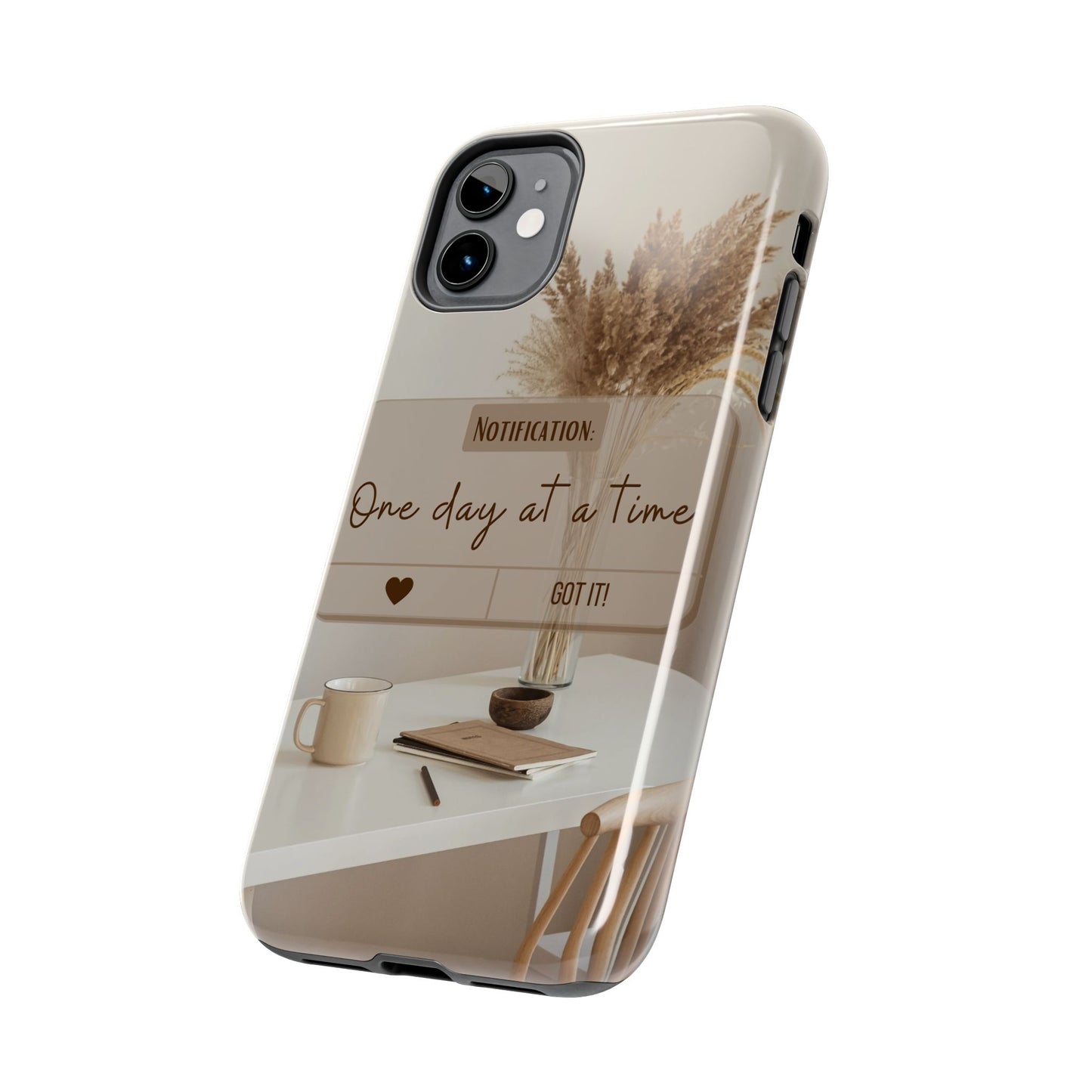 Motivational Tough Phone Cases - One Day at a Time, Durable Cases for Daily Inspiration, Gift for Students and Professionals