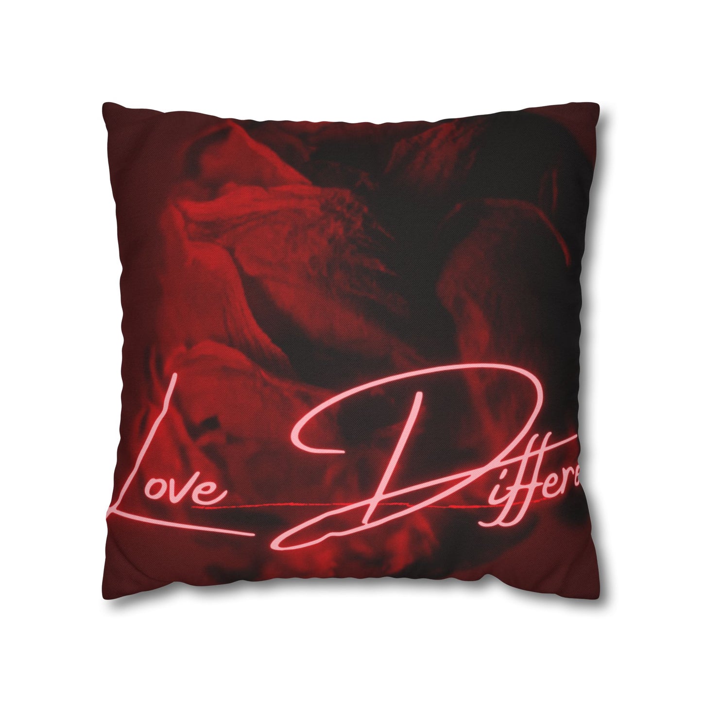 Romantic Neon Quote Pillowcase, Love Different Decor, Cozy Home Accessory, Gift for Couples, Bedroom Decor, Valentine's Day Decoration