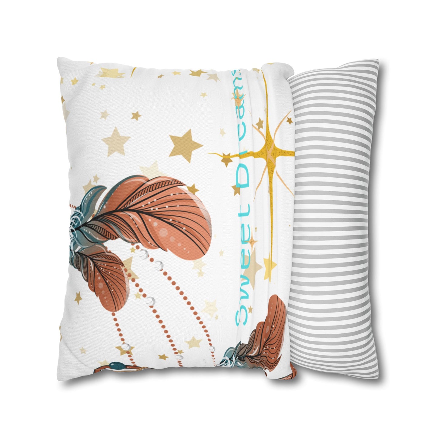 Dreamy Feather Accent Pillow, Cozy Home Decor, Relaxing Gift, Bedroom Accessories, Sweet Dreams Pillowcase
