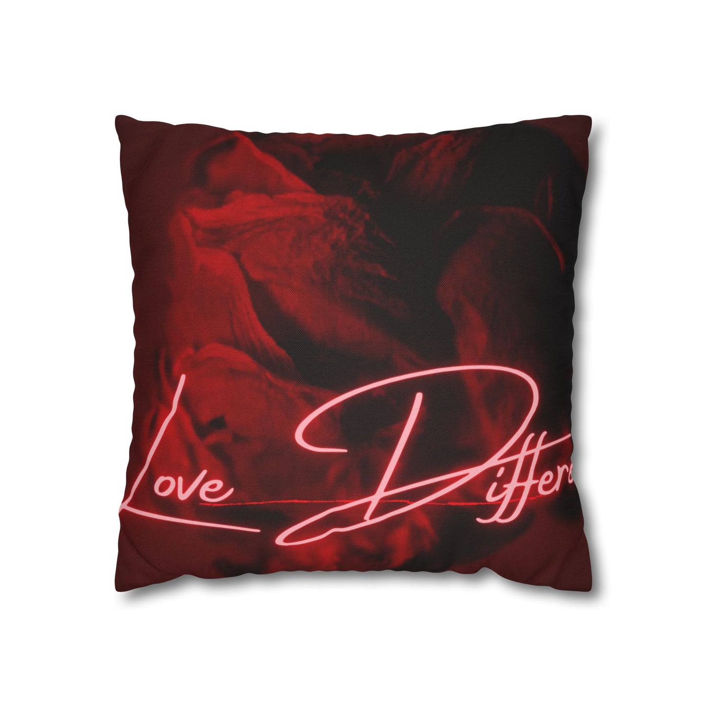 Romantic Neon Quote Pillowcase, Love Different Decor, Cozy Home Accessory, Gift for Couples, Bedroom Decor, Valentine's Day Decoration