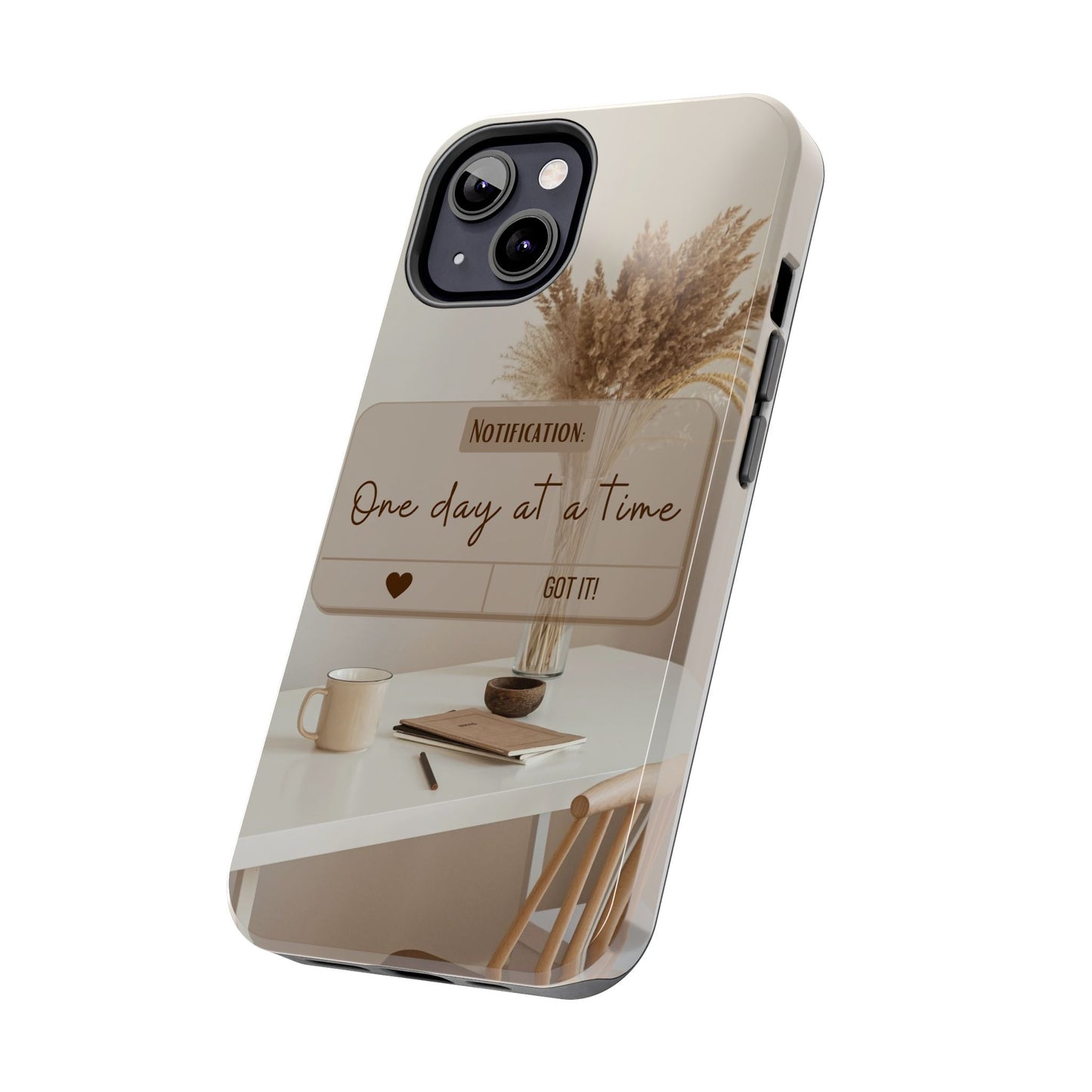 Motivational Tough Phone Cases - One Day at a Time, Durable Cases for Daily Inspiration, Gift for Students and Professionals