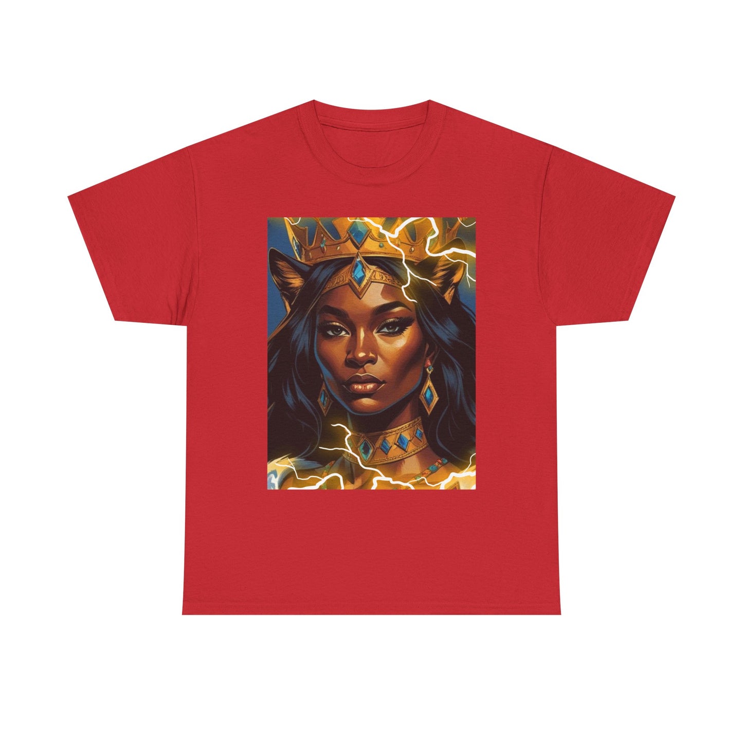 Empowered Queen Graphic Tee, Unisex Heavy Cotton Tee, Bold Women's Apparel, Unique Gift Idea, Art-Inspired T-Shirt, Everyday Wear