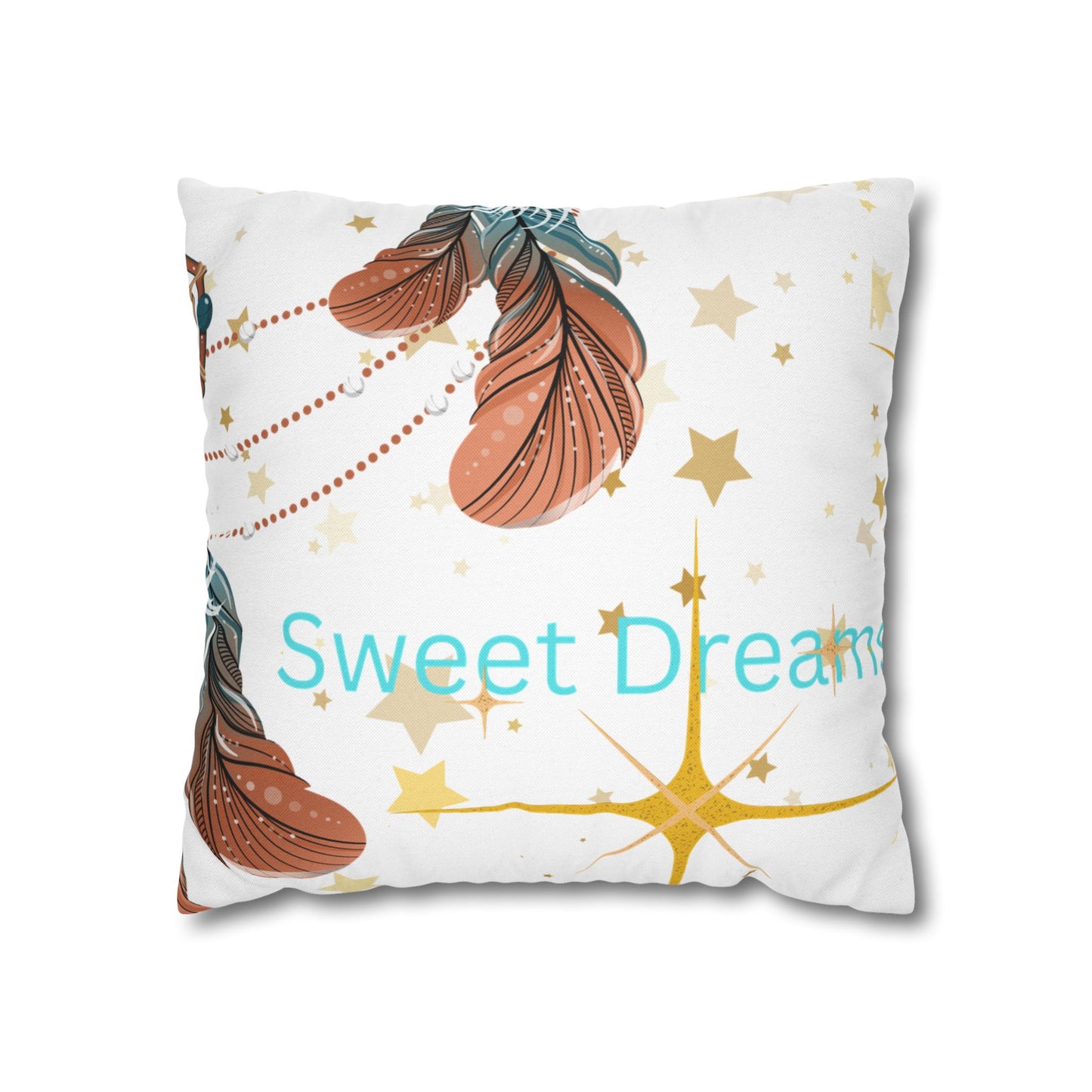 Dreamy Feather Accent Pillow, Cozy Home Decor, Relaxing Gift, Bedroom Accessories, Sweet Dreams Pillowcase