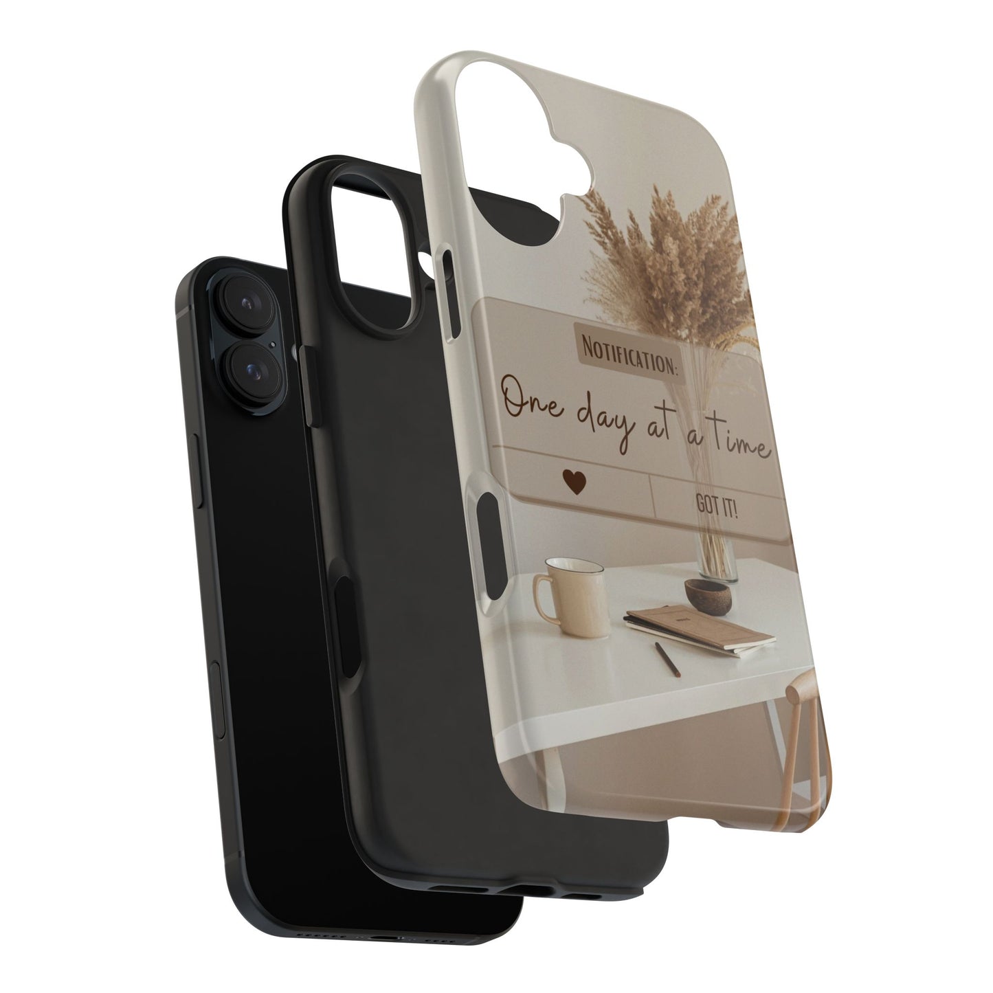 Motivational Tough Phone Cases - One Day at a Time, Durable Cases for Daily Inspiration, Gift for Students and Professionals