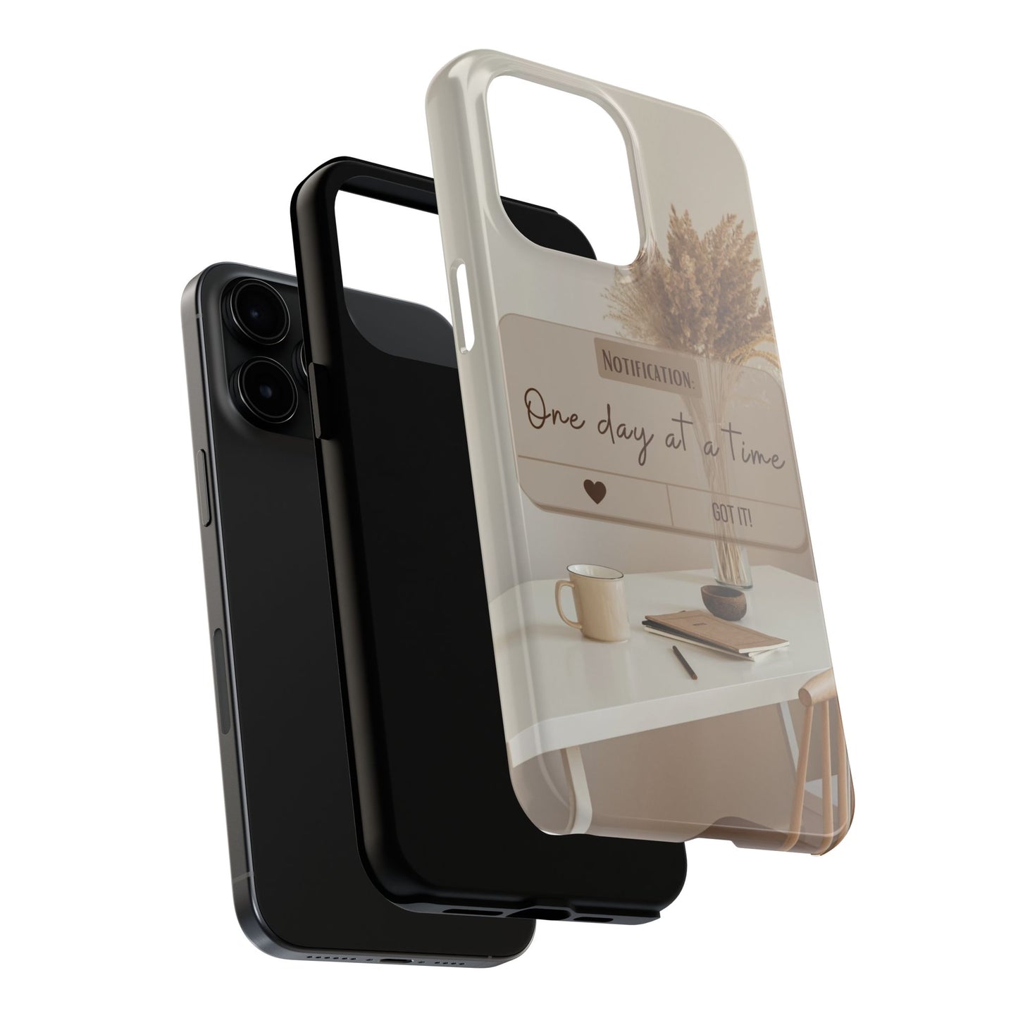 Motivational Tough Phone Cases - One Day at a Time, Durable Cases for Daily Inspiration, Gift for Students and Professionals