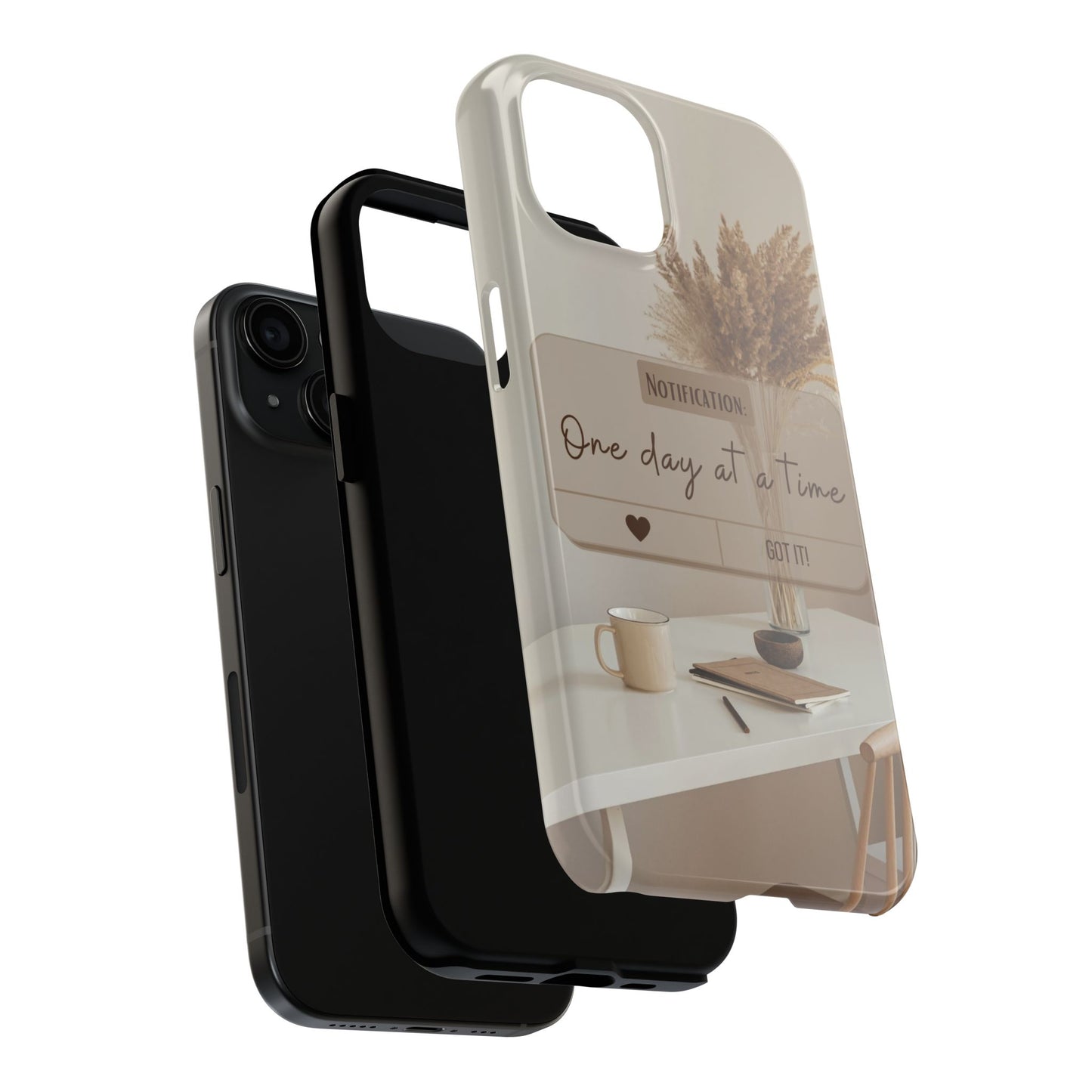 Motivational Tough Phone Cases - One Day at a Time, Durable Cases for Daily Inspiration, Gift for Students and Professionals