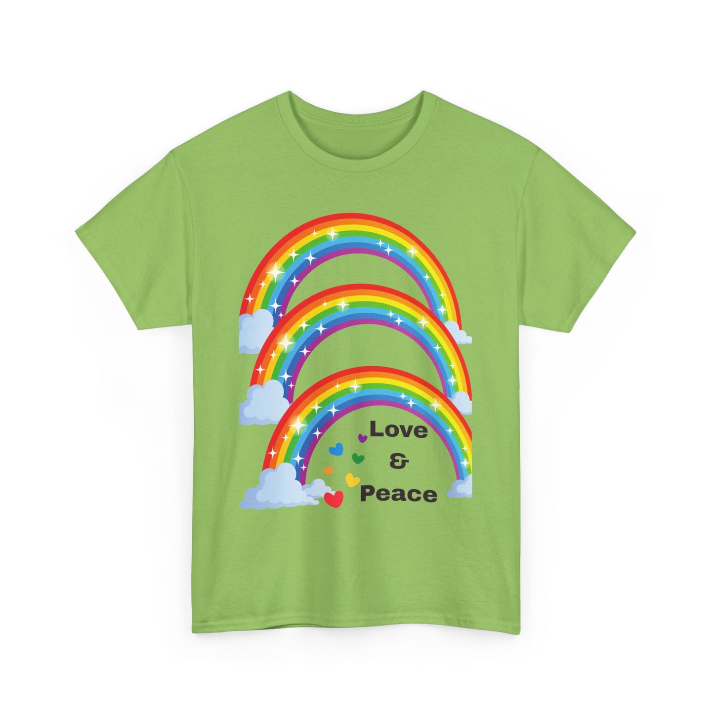 Unisex Rainbow Love & Peace Tee, Casual T-Shirt, Gift for Peace Lovers, Relaxed Fit Tee, Positive Vibes Apparel, Fun Summer Shirt