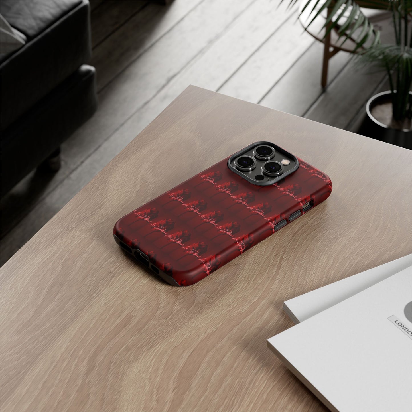 Red Patterned Phone Case | Tough Cases for Stylish Protection, Trendy Cell Cover, Unique Gifts for Tech Lovers, Modern Design
