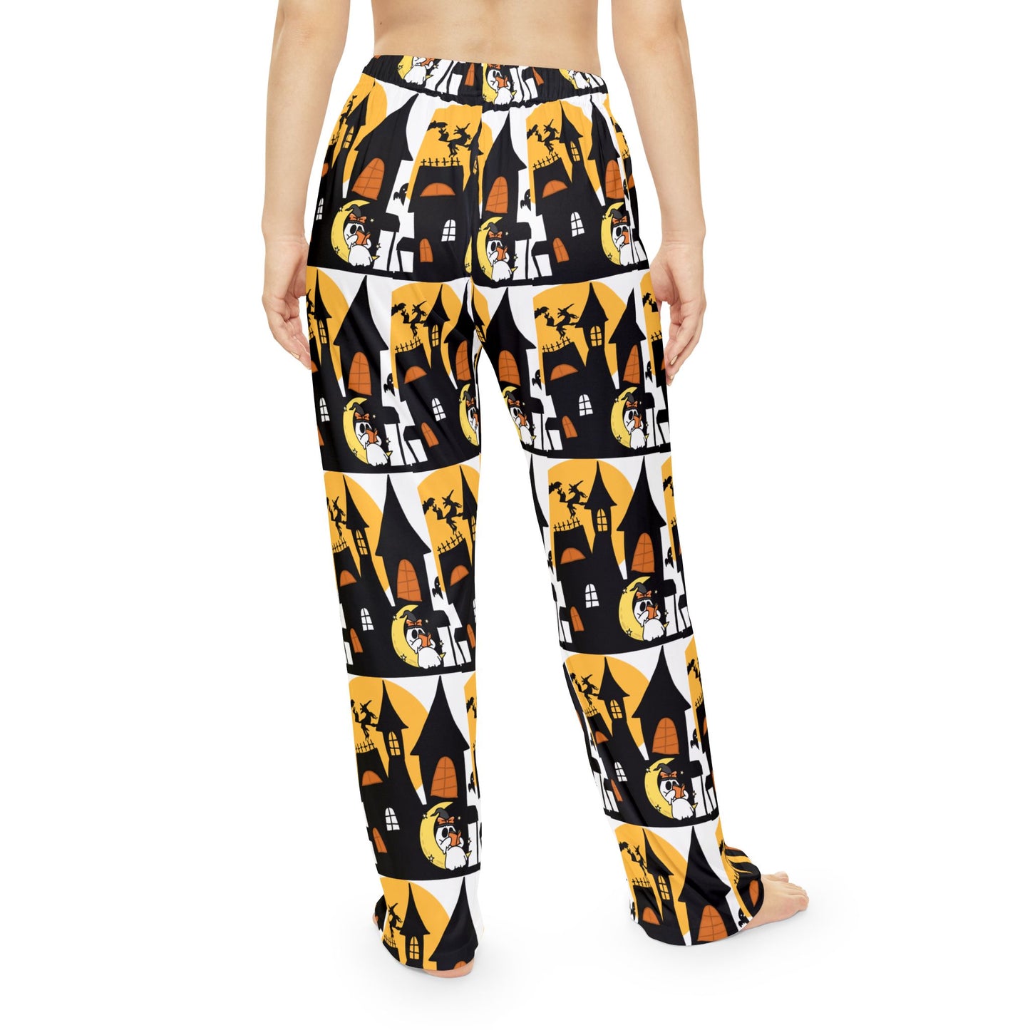 Spooky Halloween Women's Pajama Pants, Cozy Sleepwear, Haunted House Lounge Pants, Comfortable Nightwear, Halloween Costume Bottoms