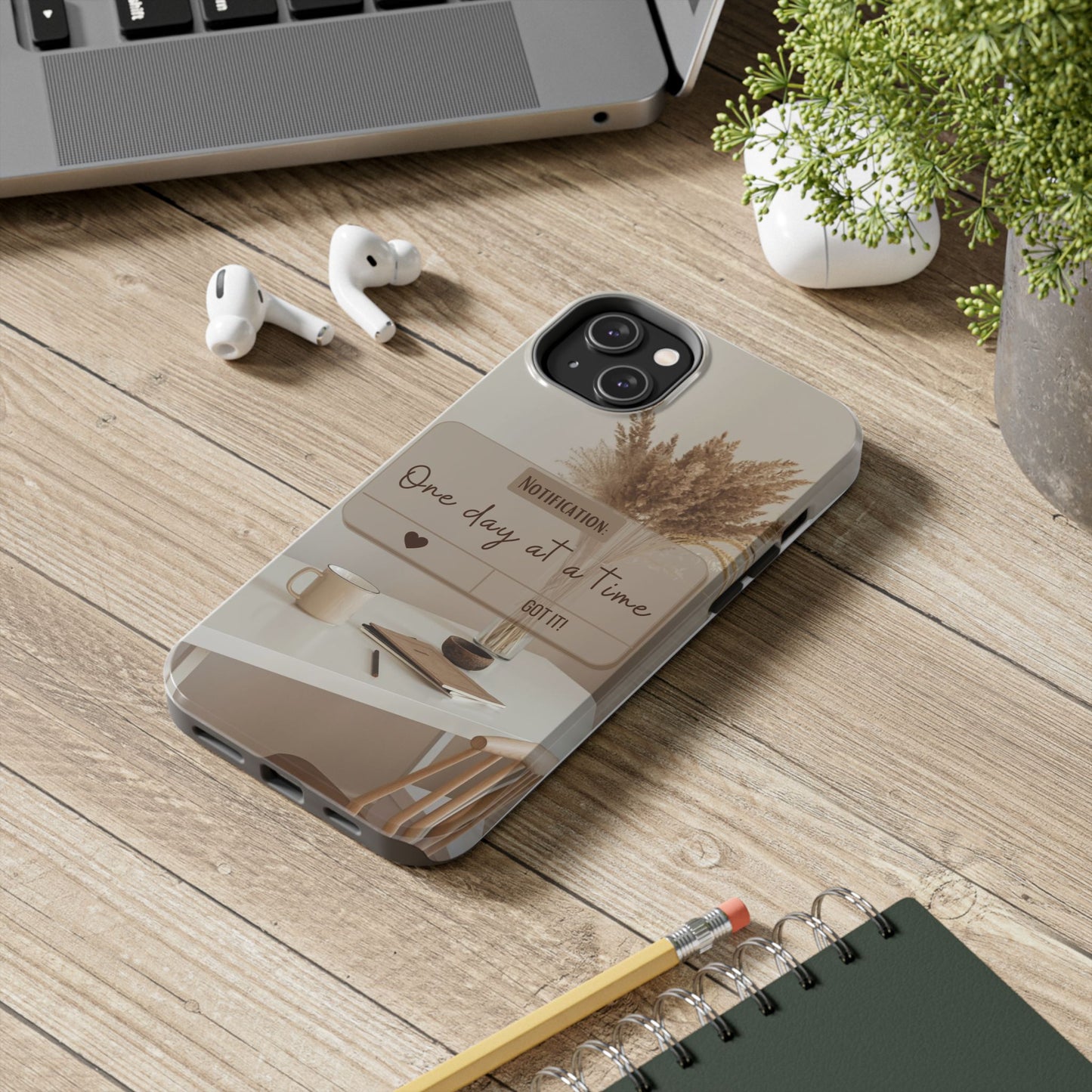Motivational Tough Phone Cases - One Day at a Time, Durable Cases for Daily Inspiration, Gift for Students and Professionals