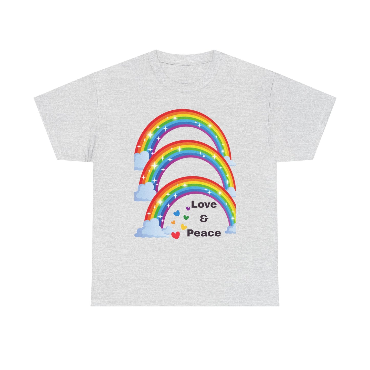 Unisex Rainbow Love & Peace Tee, Casual T-Shirt, Gift for Peace Lovers, Relaxed Fit Tee, Positive Vibes Apparel, Fun Summer Shirt