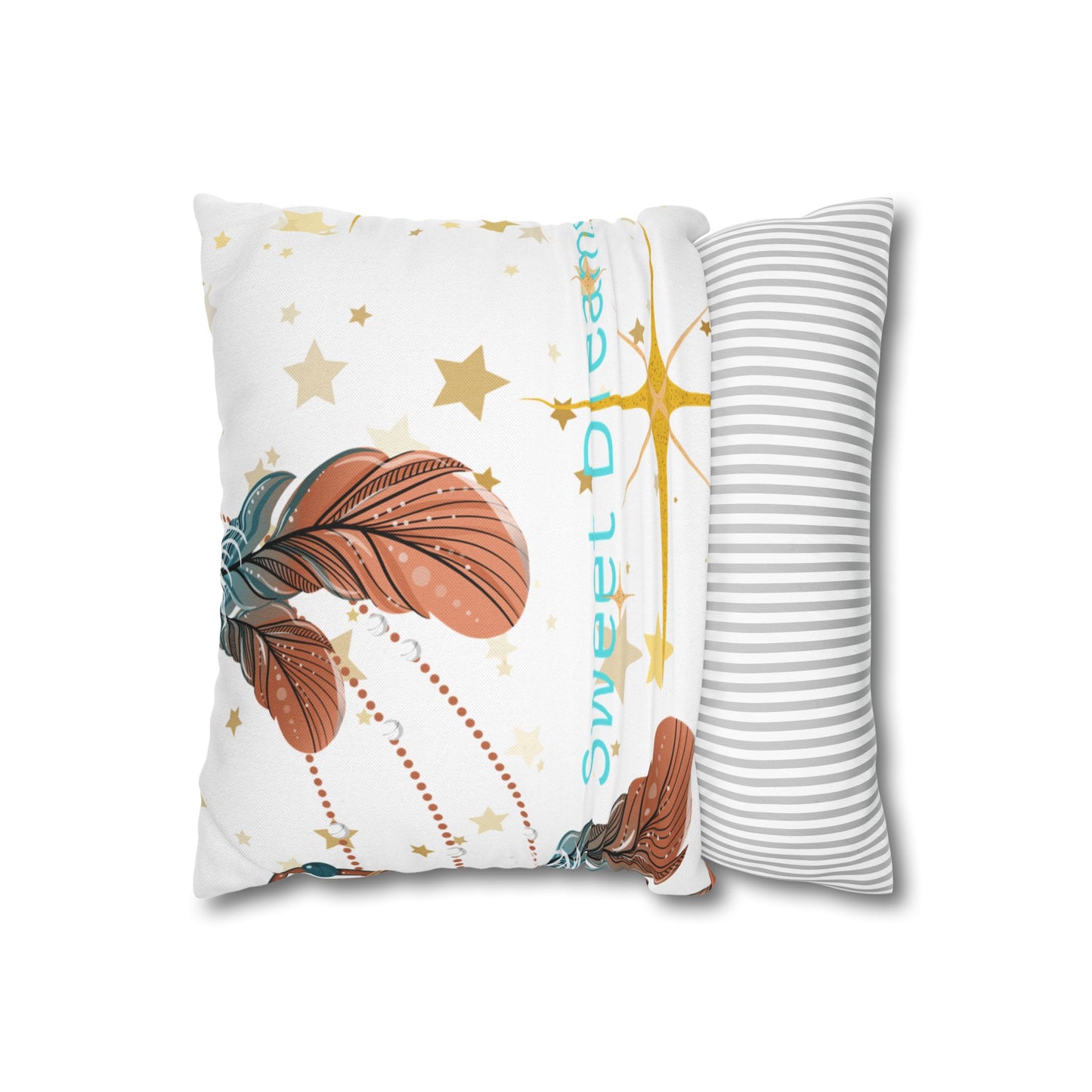 Dreamy Feather Accent Pillow, Cozy Home Decor, Relaxing Gift, Bedroom Accessories, Sweet Dreams Pillowcase