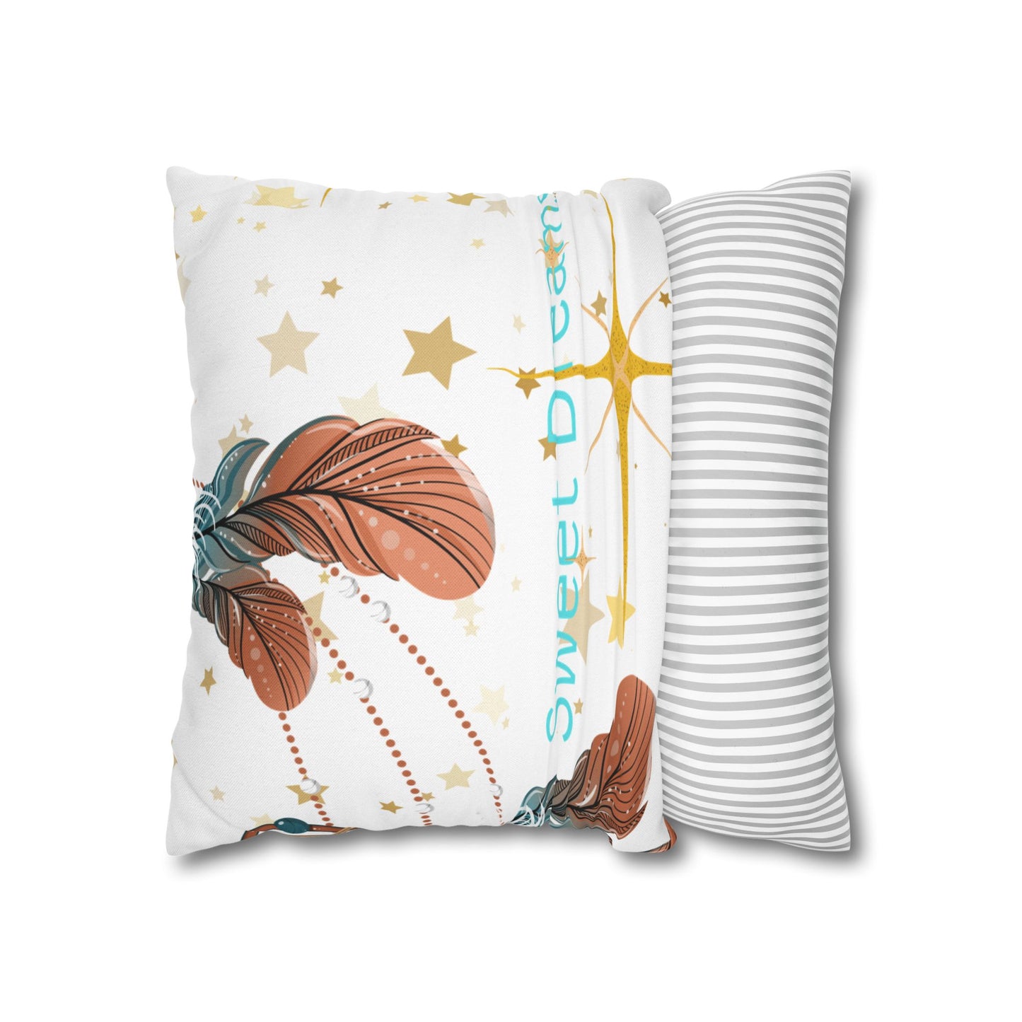 Dreamy Feather Accent Pillow, Cozy Home Decor, Relaxing Gift, Bedroom Accessories, Sweet Dreams Pillowcase