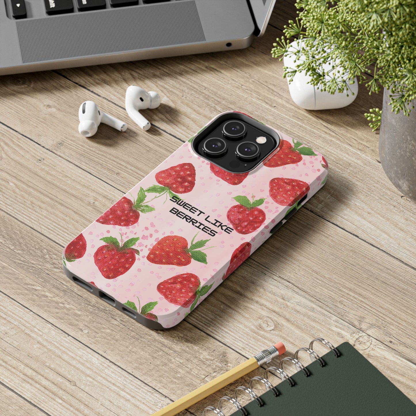 Sweet Like Berries Phone Case, Cute Tough Phone Cases, Berry Pattern Phone Cover, Berry Aesthetic Accessories, Gift for Berry Lovers