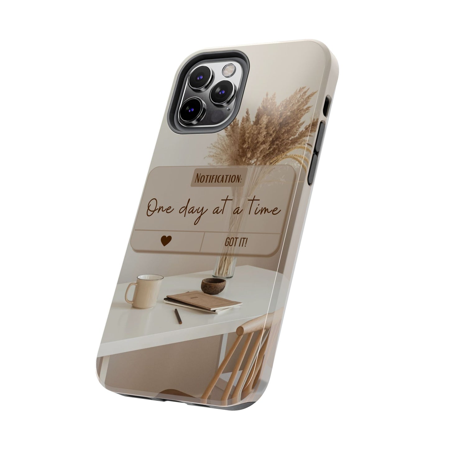 Motivational Tough Phone Cases - One Day at a Time, Durable Cases for Daily Inspiration, Gift for Students and Professionals