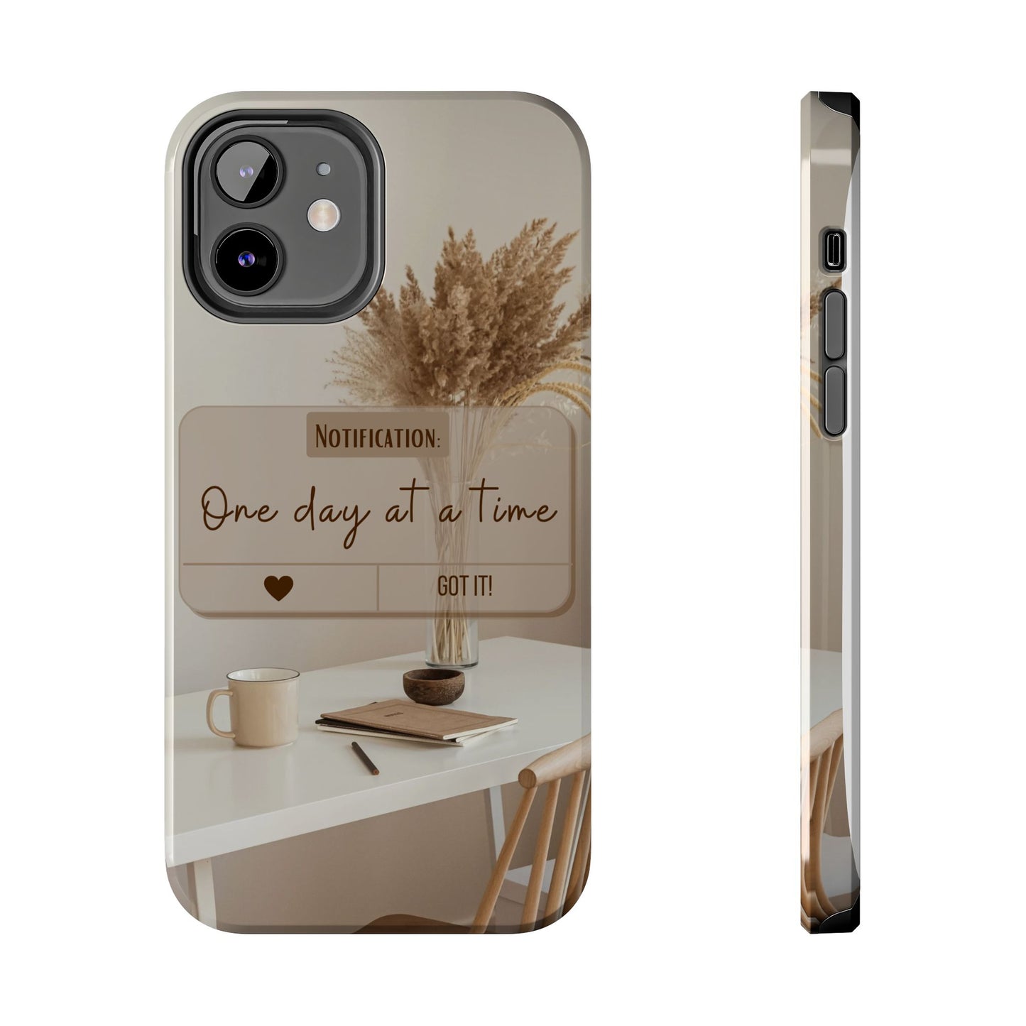 Motivational Tough Phone Cases - One Day at a Time, Durable Cases for Daily Inspiration, Gift for Students and Professionals