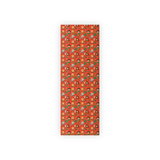Christmas Character Pattern Wrapping Paper Roll – Cute Holiday Faces & Trees