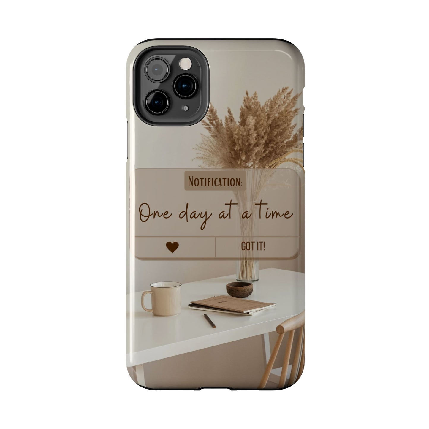 Motivational Tough Phone Cases - One Day at a Time, Durable Cases for Daily Inspiration, Gift for Students and Professionals