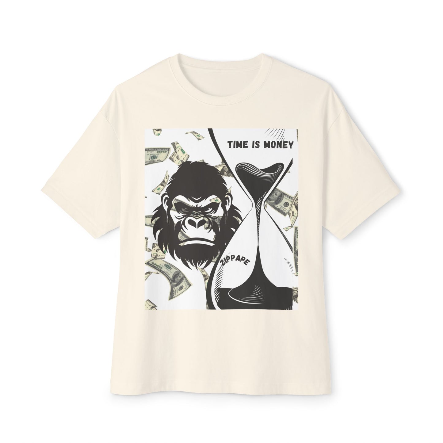 Trendy Gorilla Graphic Tee, Unisex Boxy Shirt for Casual Style, Time is Money Tee, Perfect Gift for Friends, Statement Streetwear