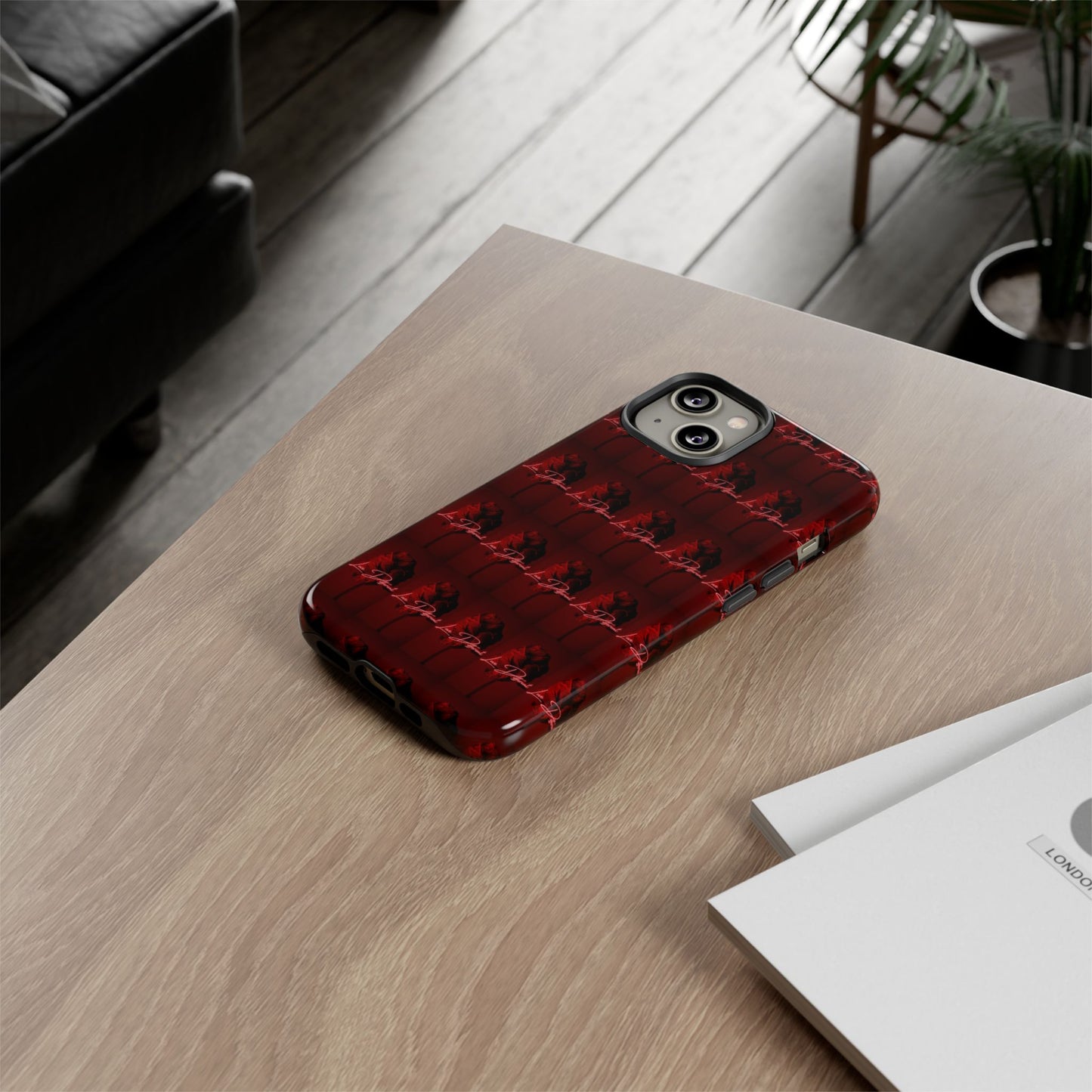 Red Patterned Phone Case | Tough Cases for Stylish Protection, Trendy Cell Cover, Unique Gifts for Tech Lovers, Modern Design