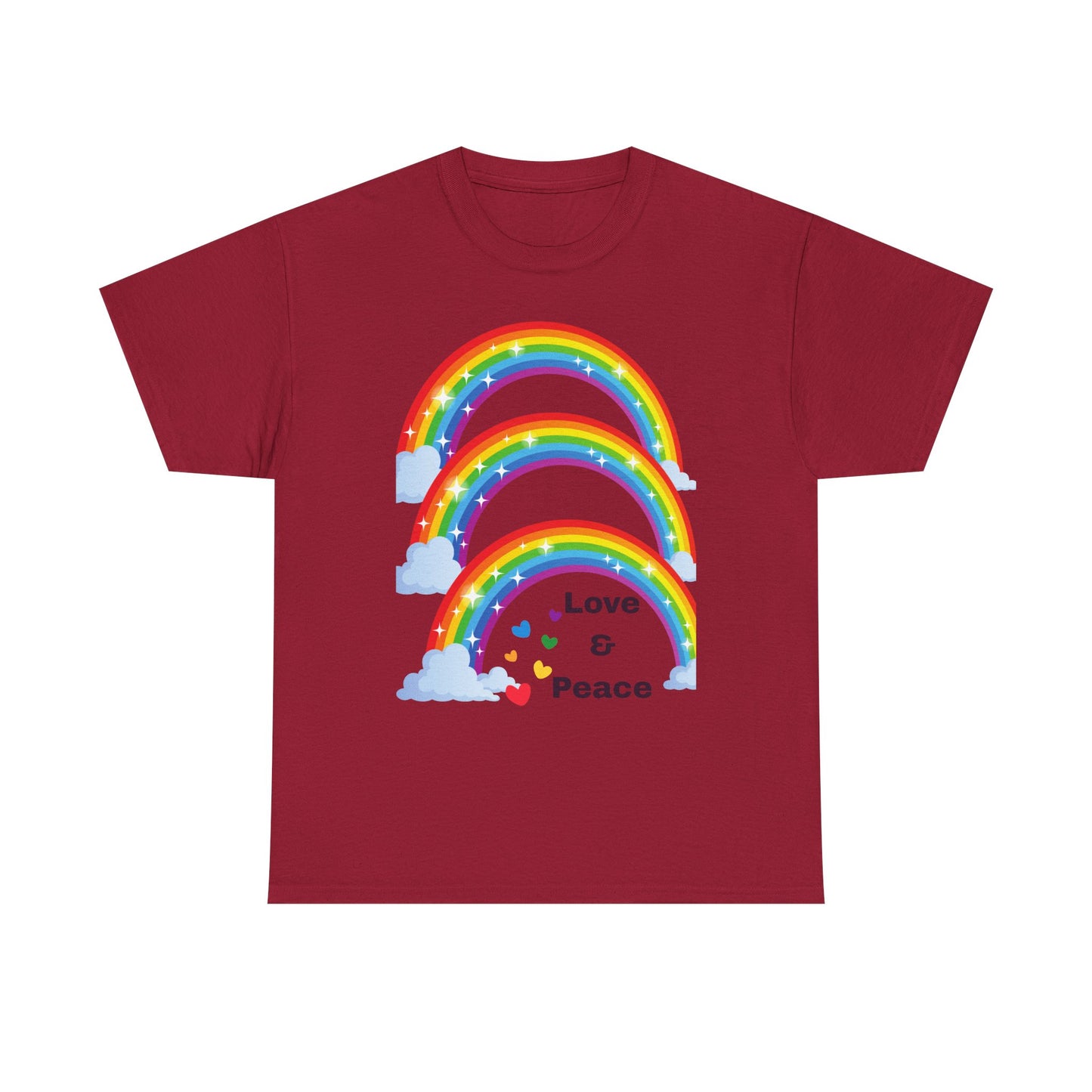 Unisex Rainbow Love & Peace Tee, Casual T-Shirt, Gift for Peace Lovers, Relaxed Fit Tee, Positive Vibes Apparel, Fun Summer Shirt